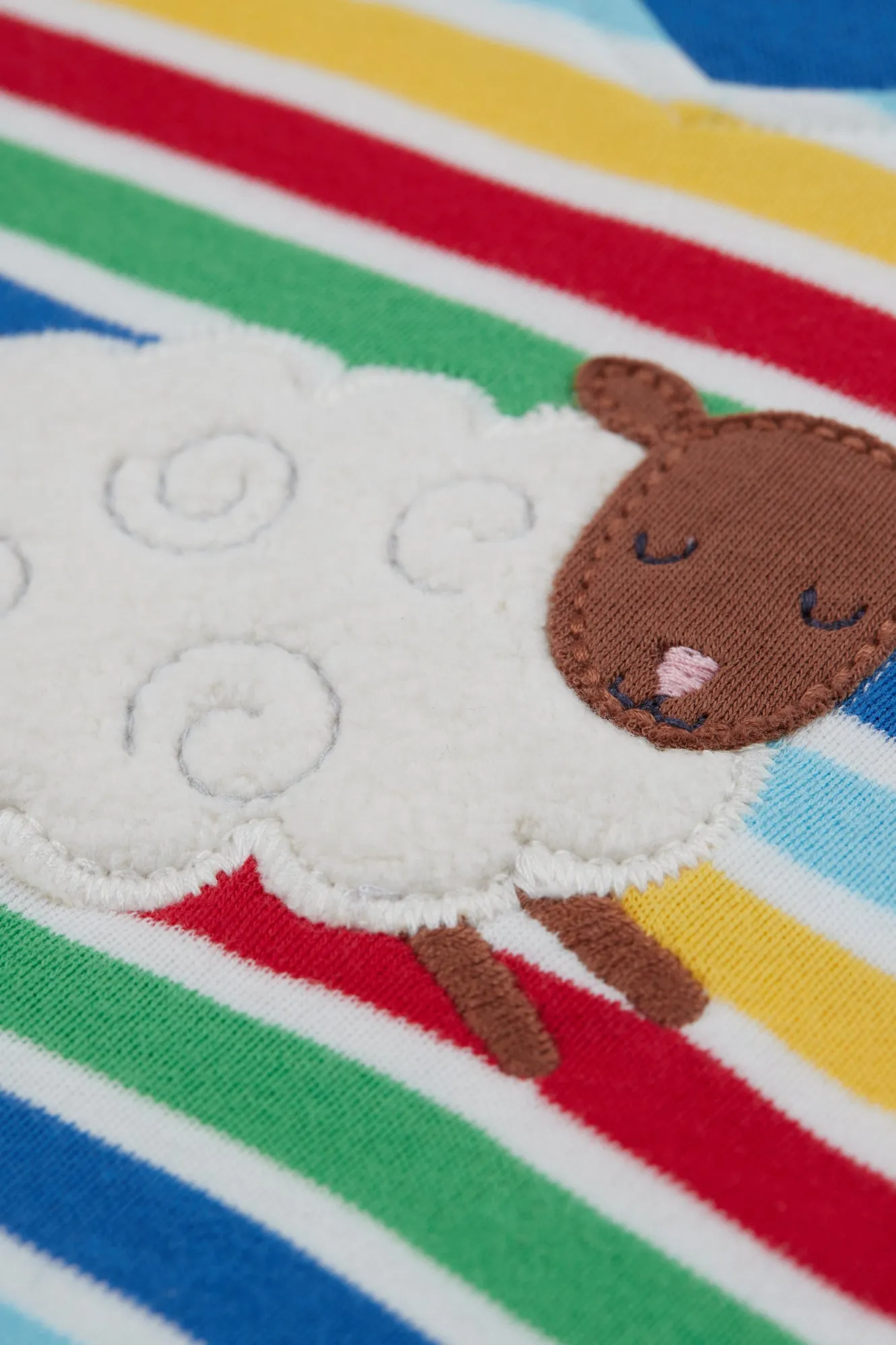 Frugi Easy On Tee - Cobalt Rainbow Stripe Sheep