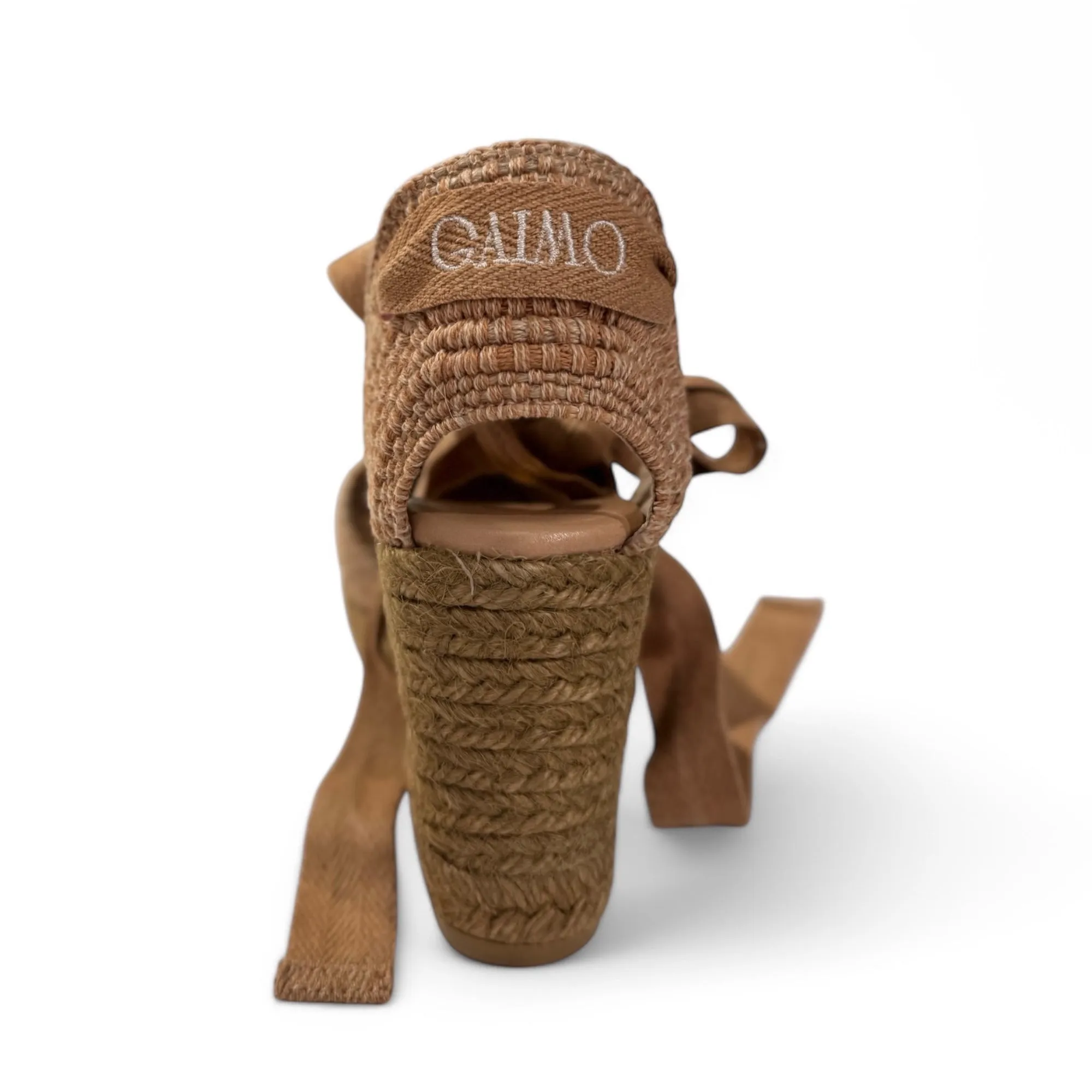 Gaimo Abilo Woven Espadrille Wedge Shoes With Ribbon Ankle Ties