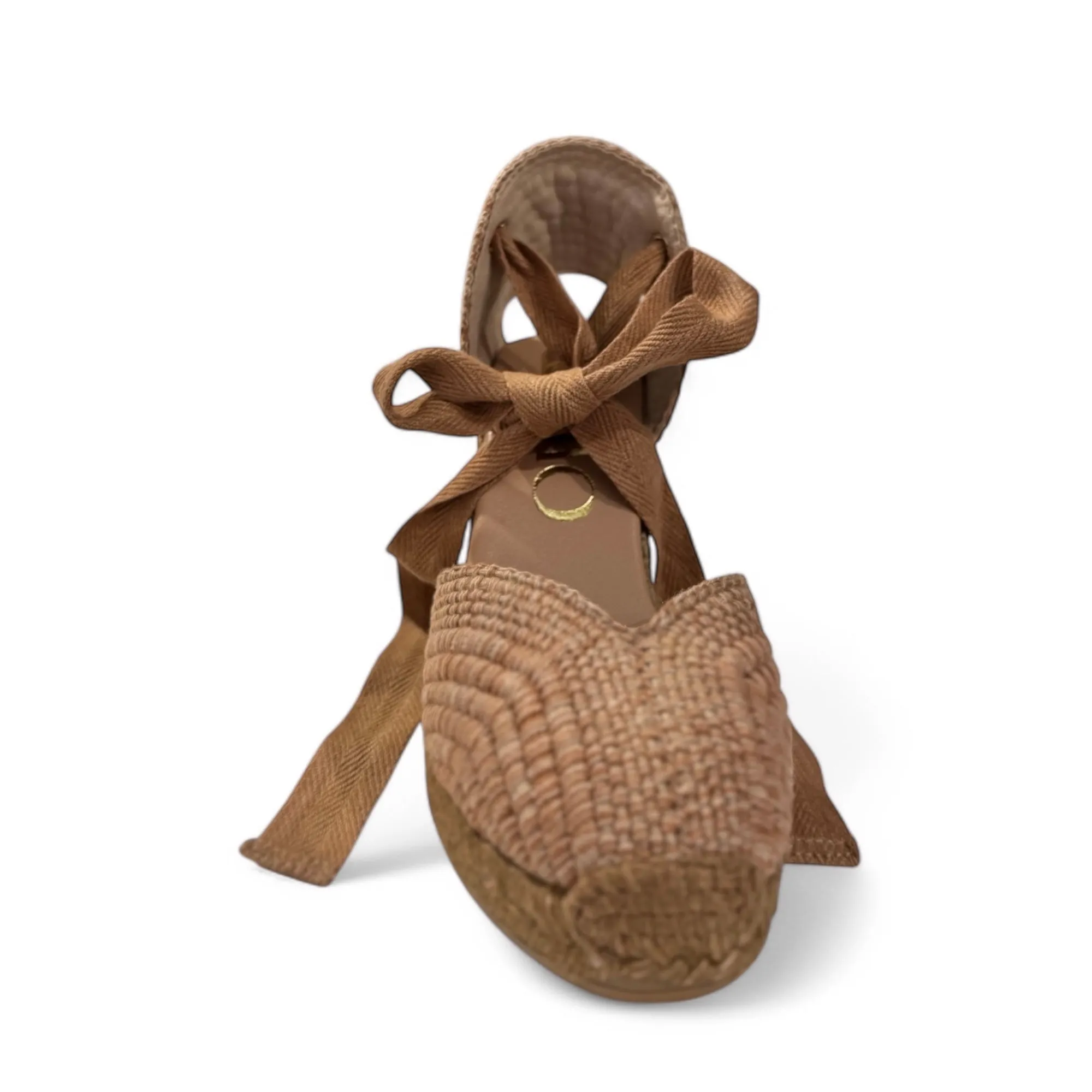Gaimo Abilo Woven Espadrille Wedge Shoes With Ribbon Ankle Ties