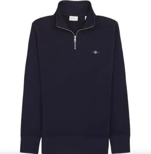 Gant  Mens Textured half zip - Evening blue