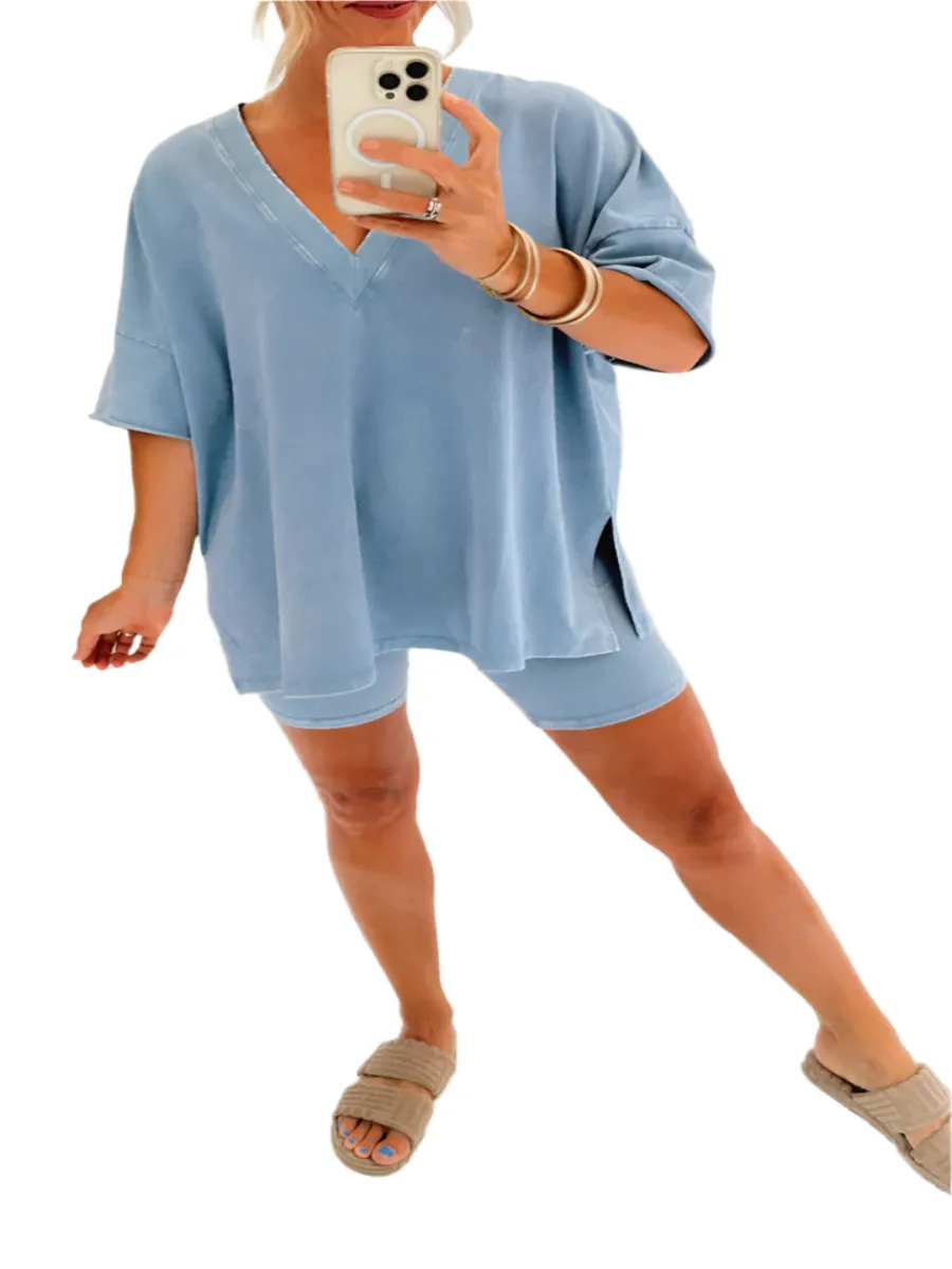 Giulia – Chic Vintage-Washed Summer Set for Women