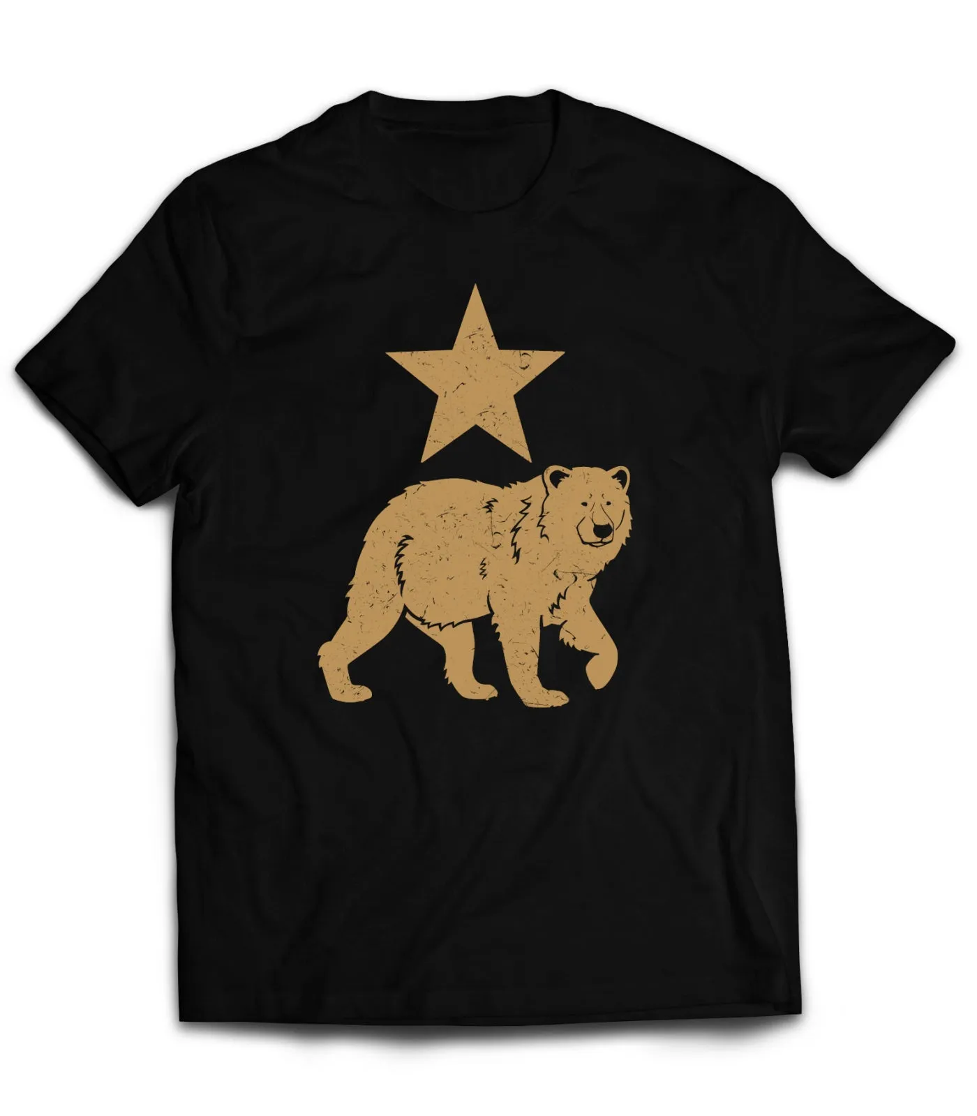 Golden Bear T-Shirt California's Bear in Gold with Star Above It  by Market Trendz