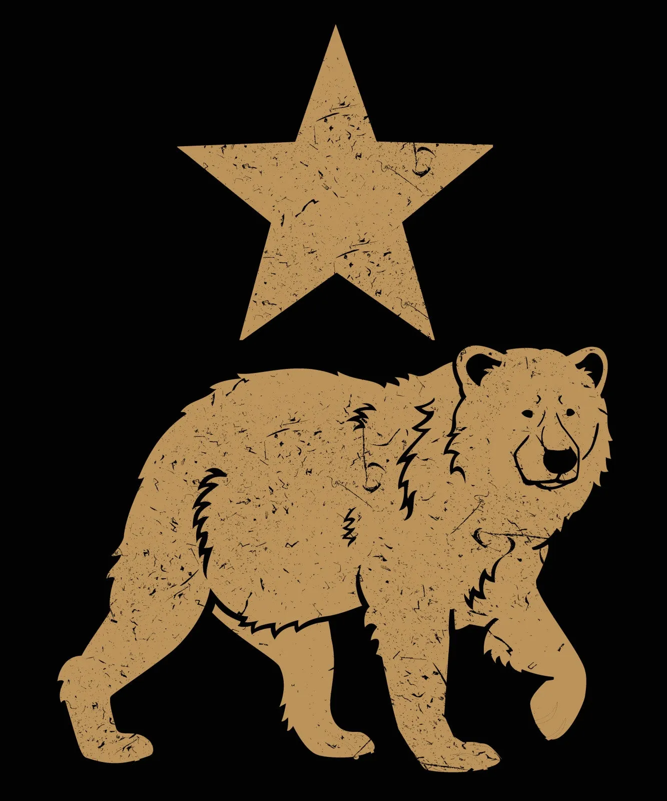 Golden Bear T-Shirt California's Bear in Gold with Star Above It  by Market Trendz