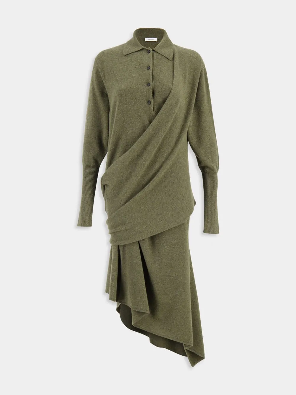 Green Asymmetric Knitted Dress