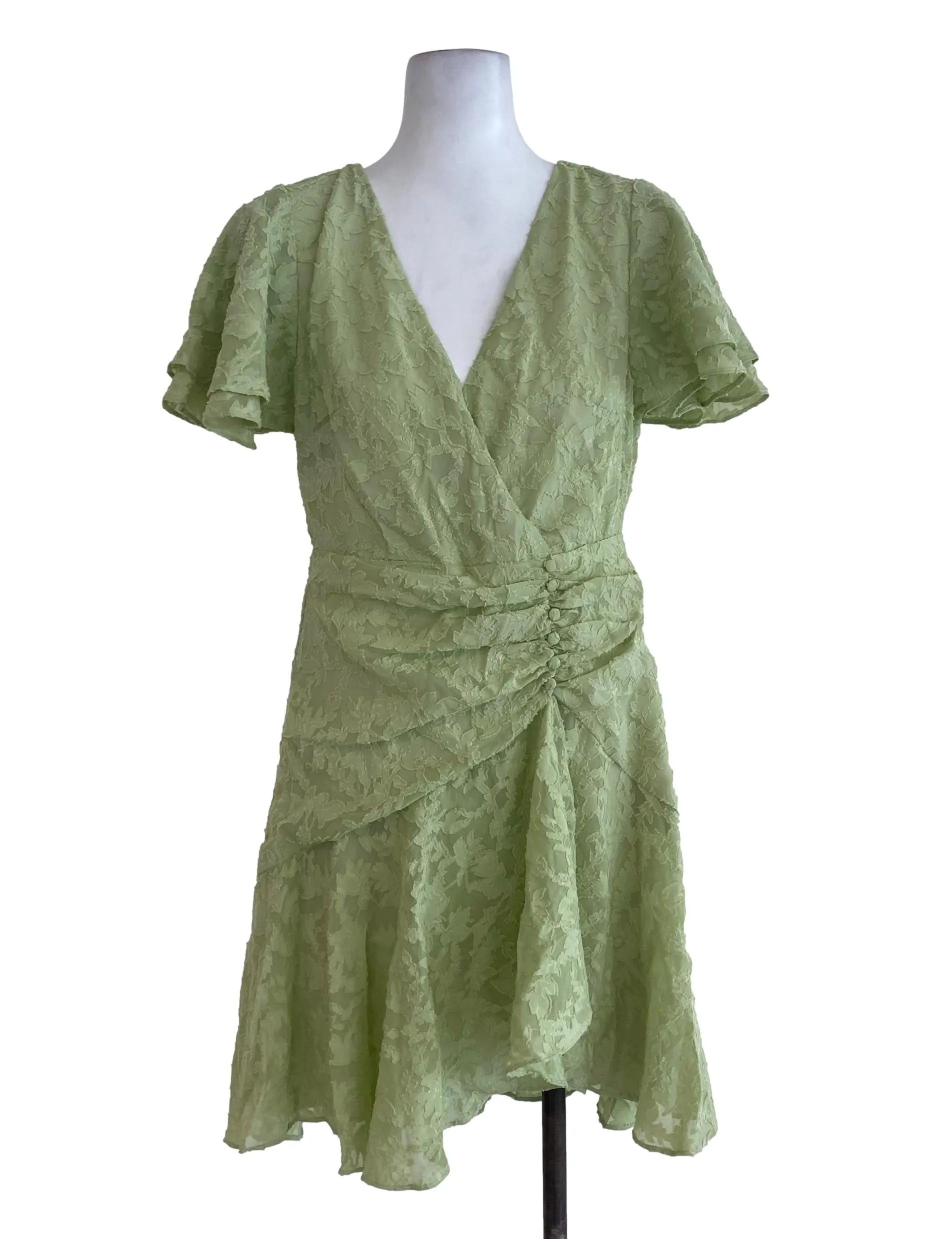Green Textured Empire Dress