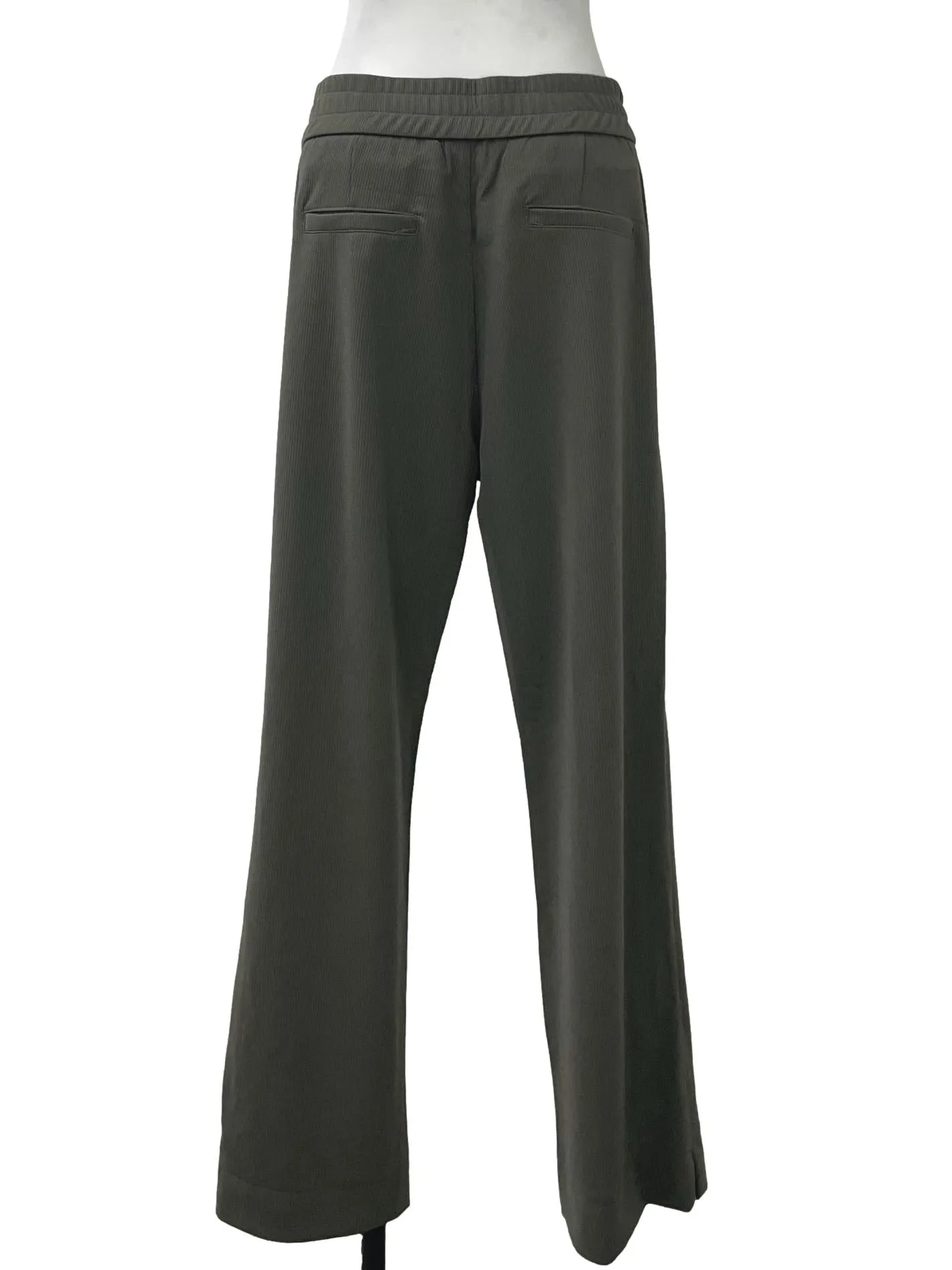 Green Textured Straight Pants