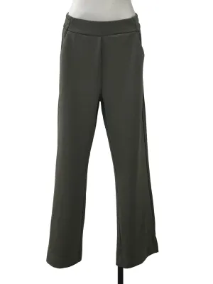 Green Textured Straight Pants