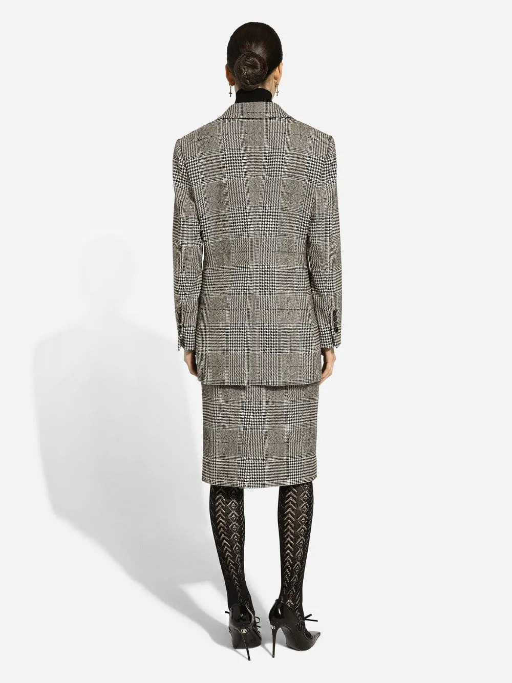 Grey Single-Breasted Glen Plaid Jacket