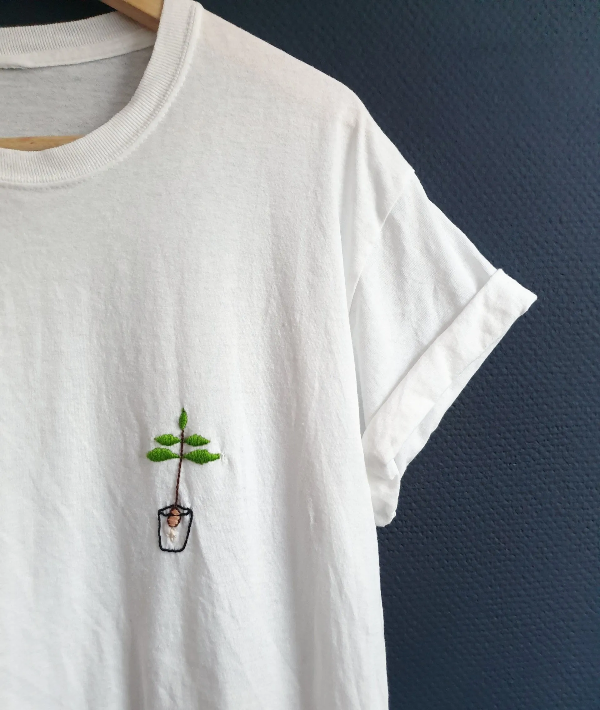 Hand Embroidered Avocado Plant Shirt