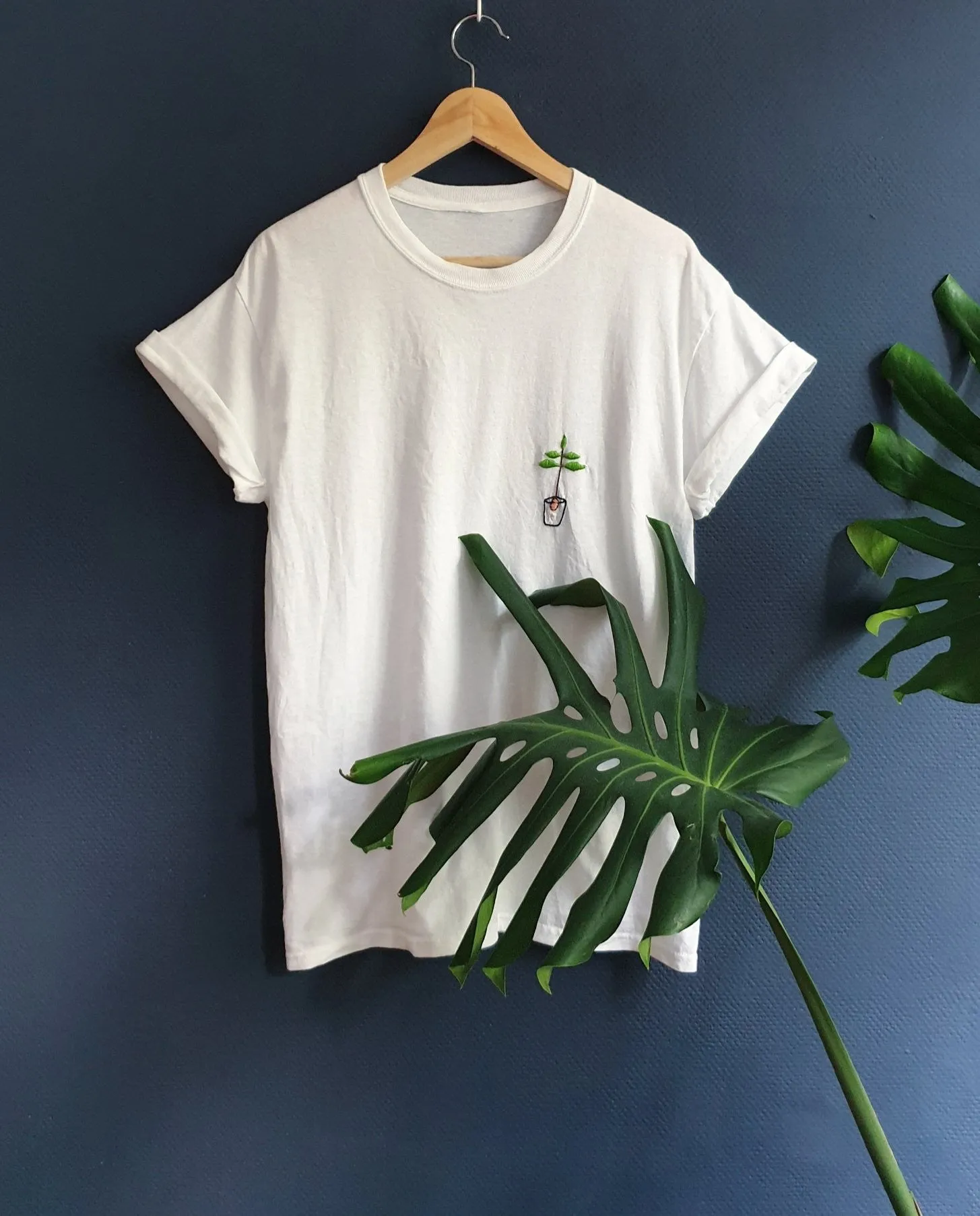 Hand Embroidered Avocado Plant Shirt