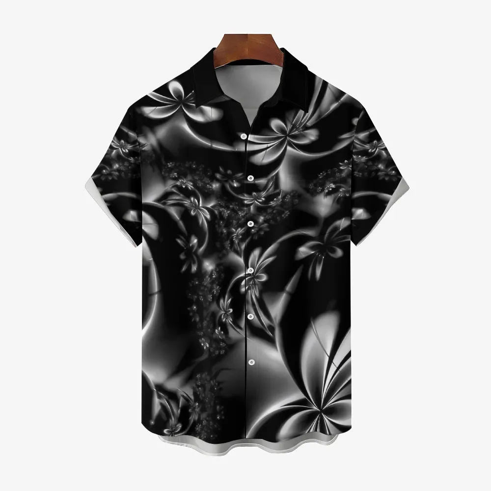 Hawaiian Floral 3D Print Bamboo Linen Short Sleeve Shirt 2406000156