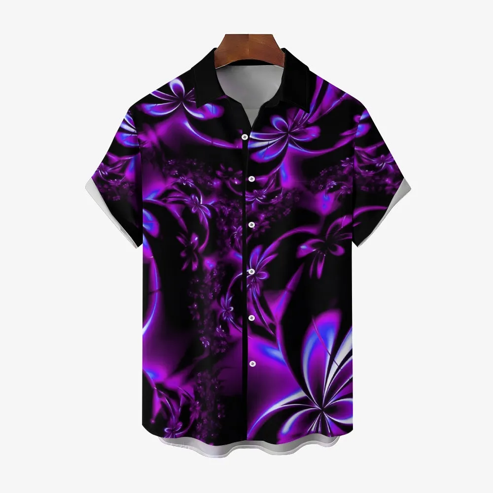 Hawaiian Floral 3D Print Bamboo Linen Short Sleeve Shirt 2406000156