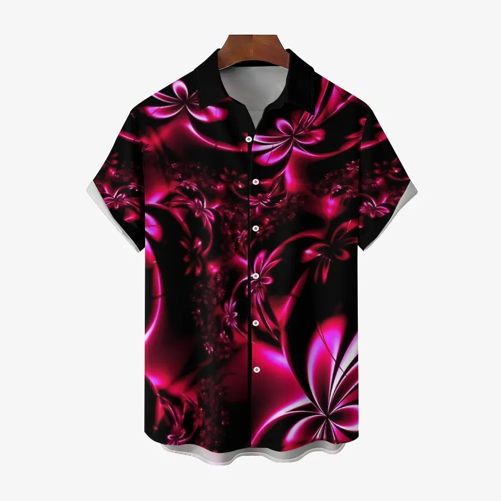 Hawaiian Floral 3D Print Bamboo Linen Short Sleeve Shirt 2406000156