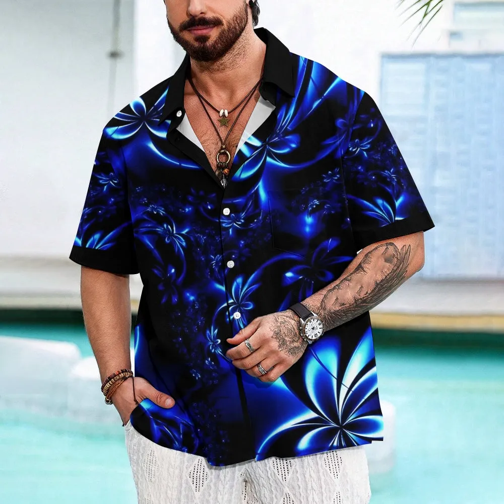 Hawaiian Floral 3D Print Bamboo Linen Short Sleeve Shirt 2406000156