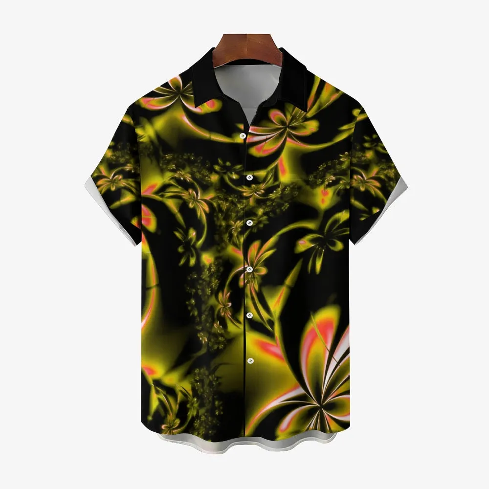 Hawaiian Floral 3D Print Bamboo Linen Short Sleeve Shirt 2406000156