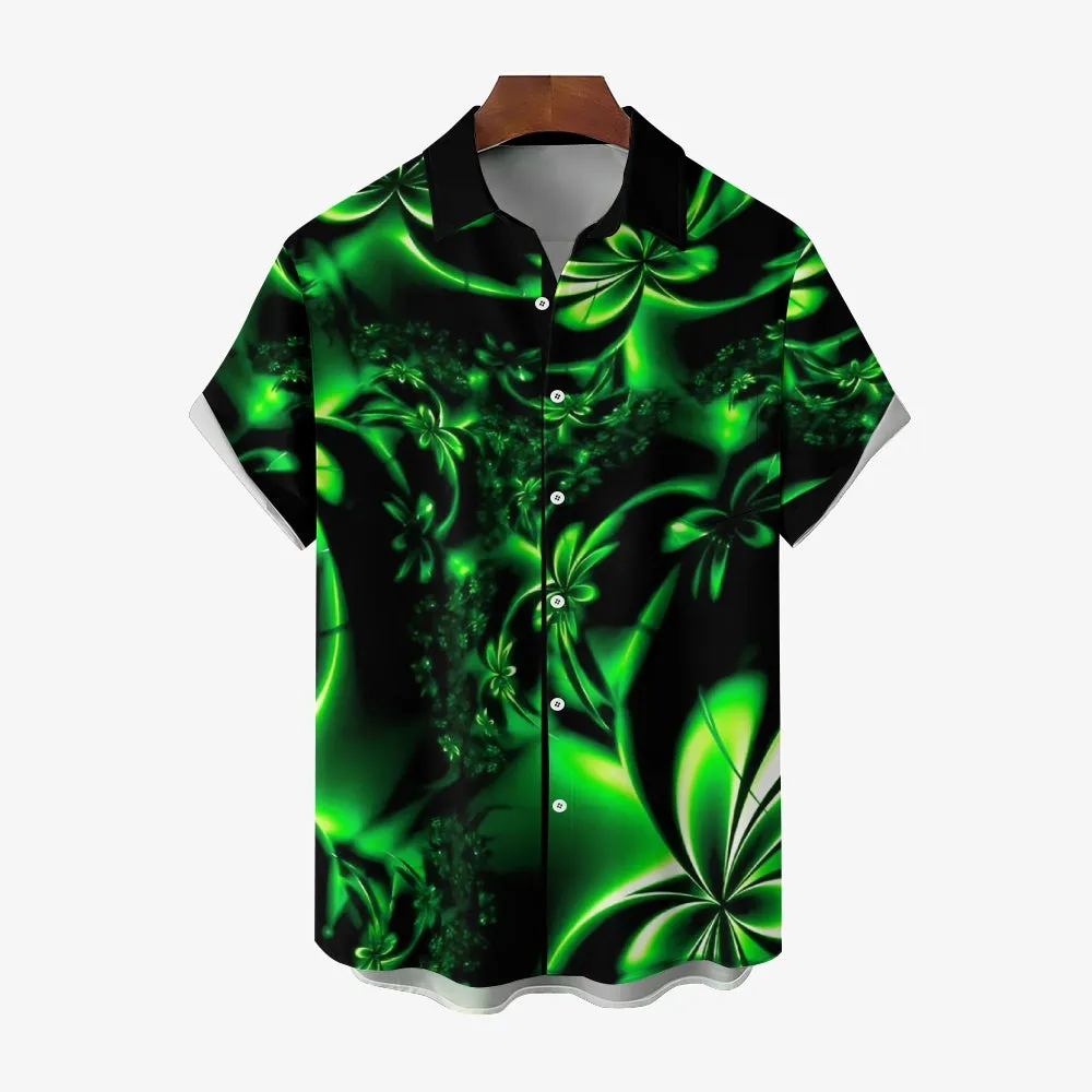 Hawaiian Floral 3D Print Bamboo Linen Short Sleeve Shirt 2406000156