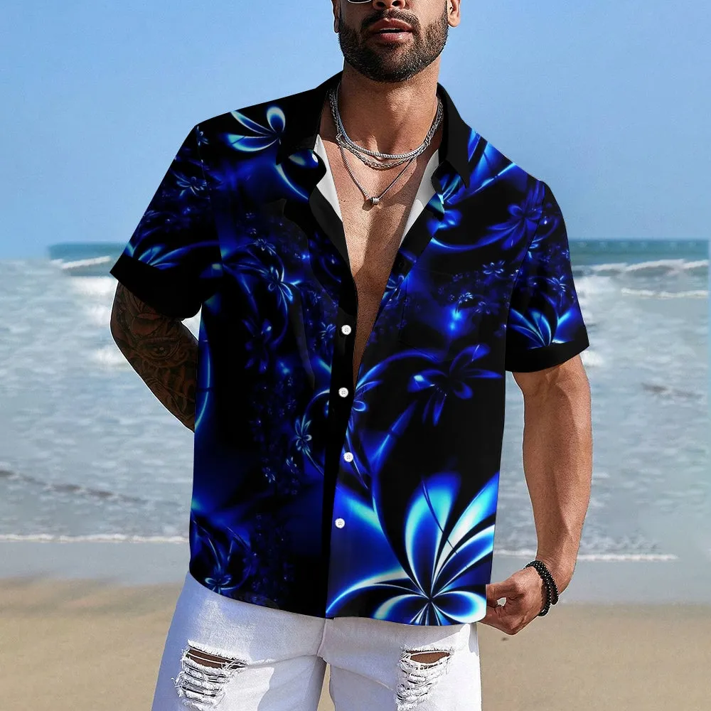Hawaiian Floral 3D Print Bamboo Linen Short Sleeve Shirt 2406000156