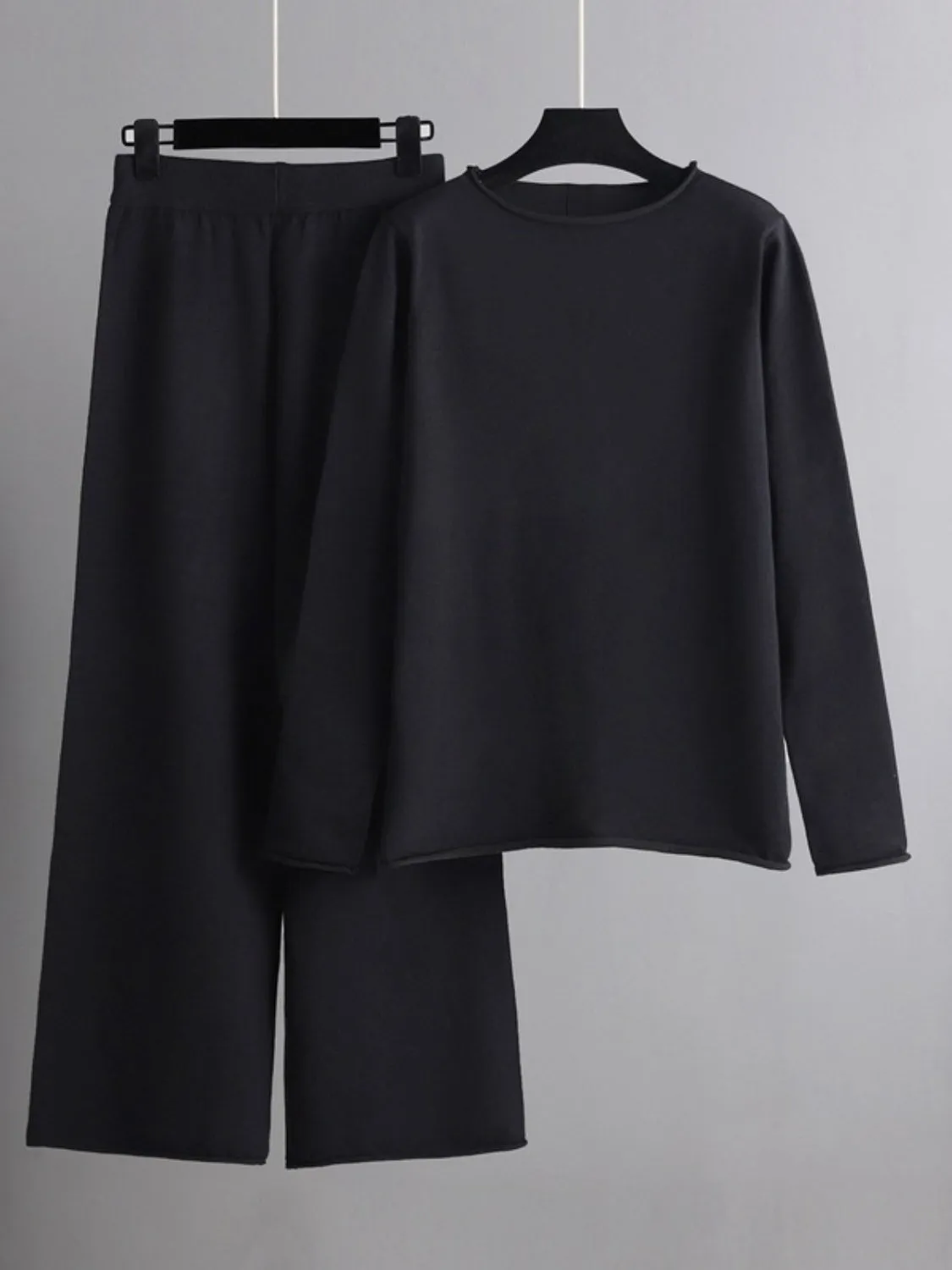 Hazel Blues® |  Basic Bae Rolled Round Neck Top and Pants Sweater Set