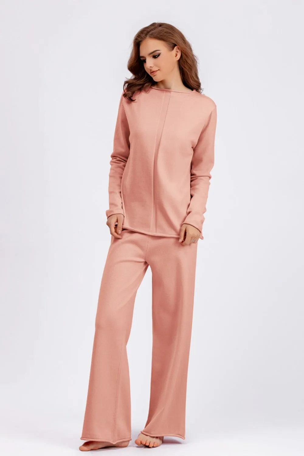 Hazel Blues® |  Basic Bae Rolled Round Neck Top and Pants Sweater Set