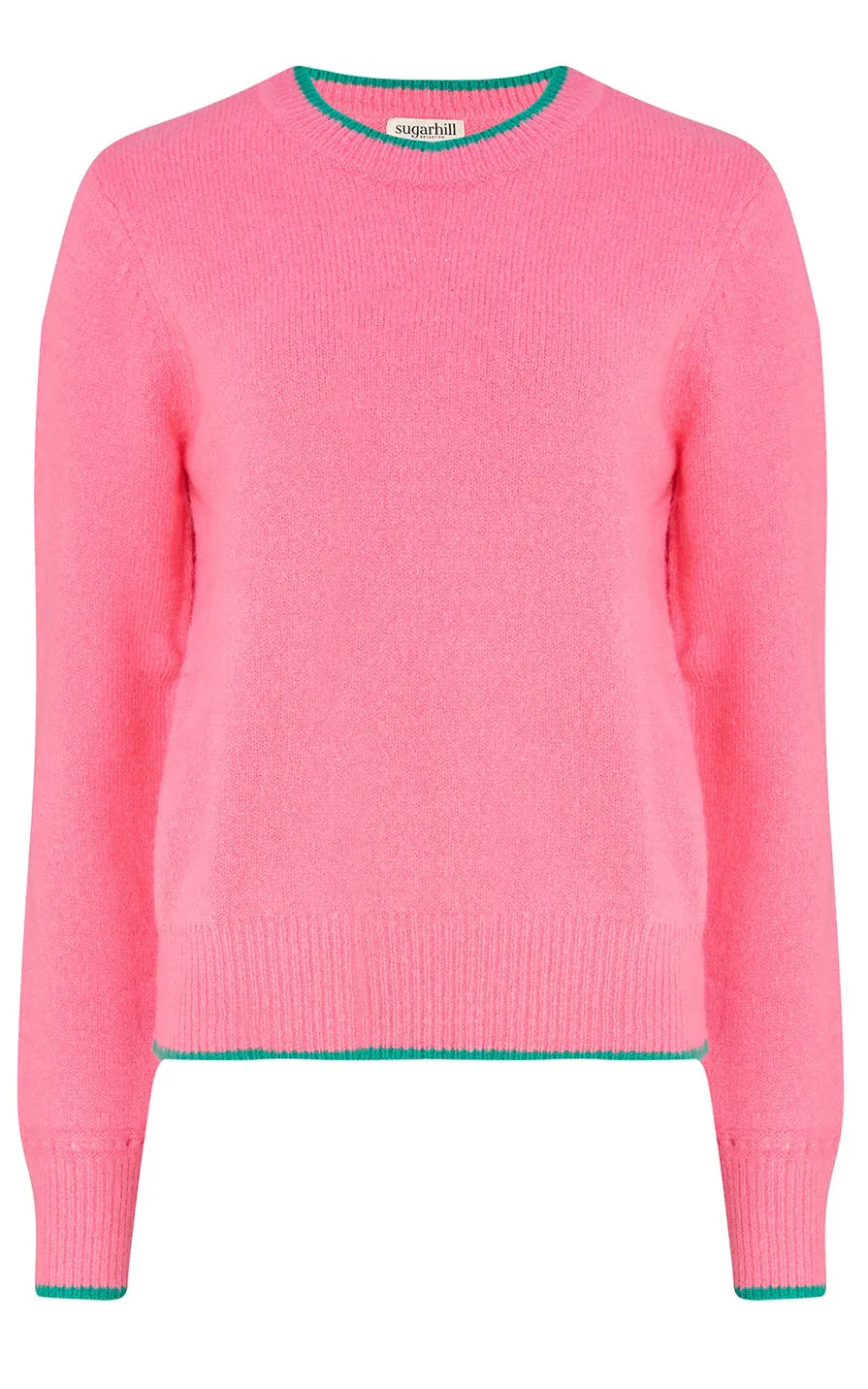 Helena Jumper Pink Contrast Tipping