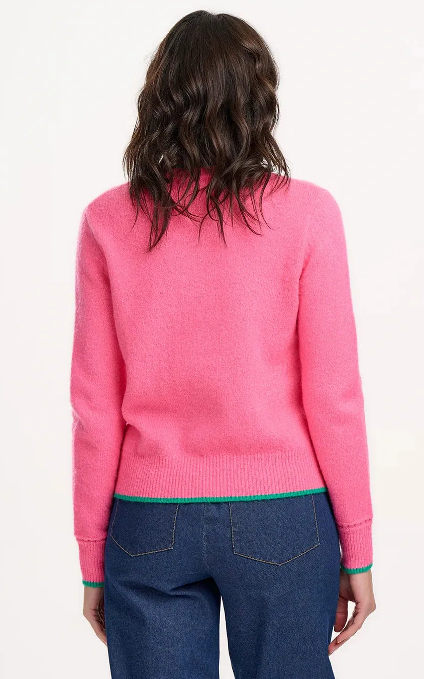 Helena Jumper Pink Contrast Tipping