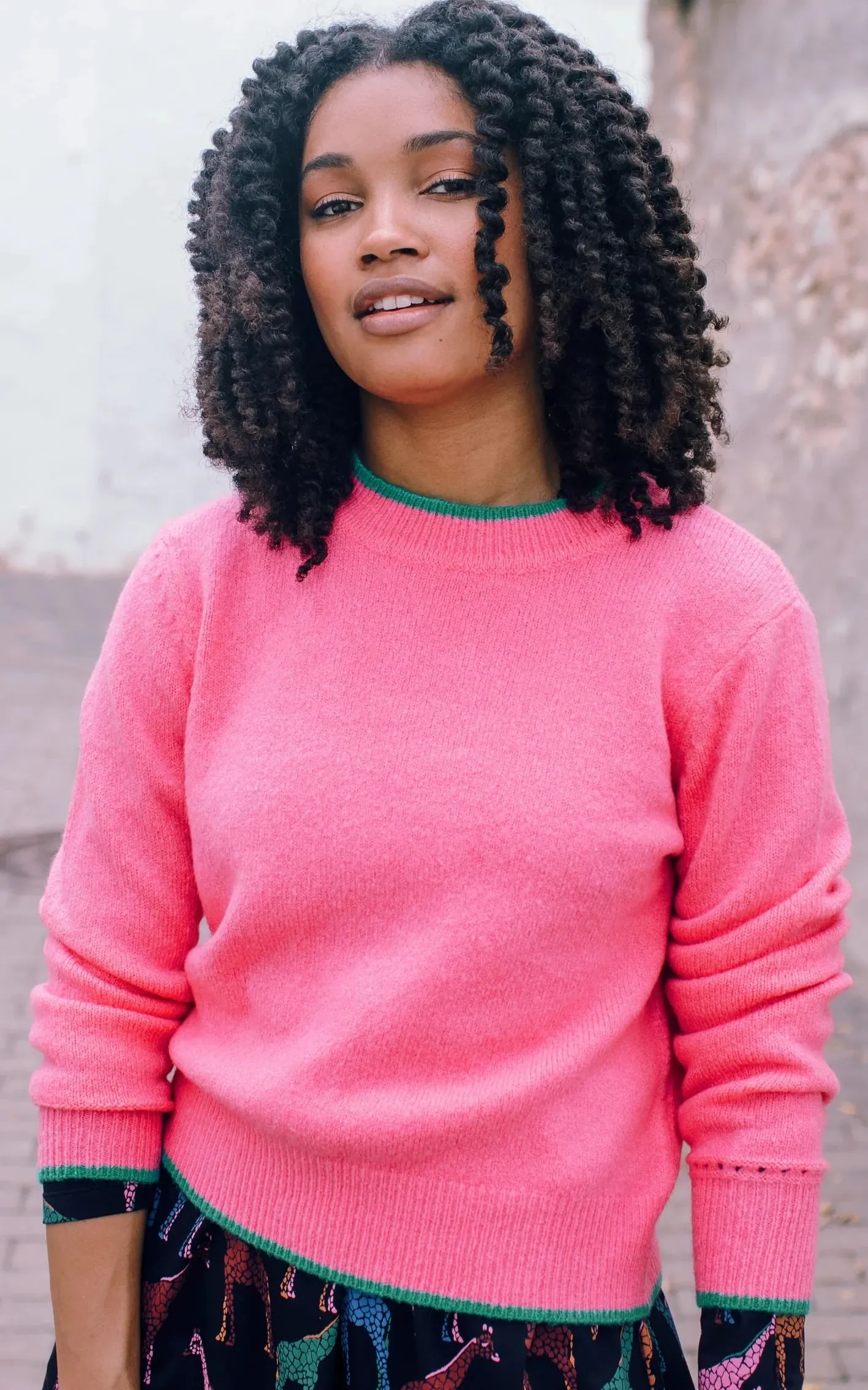 Helena Jumper Pink Contrast Tipping