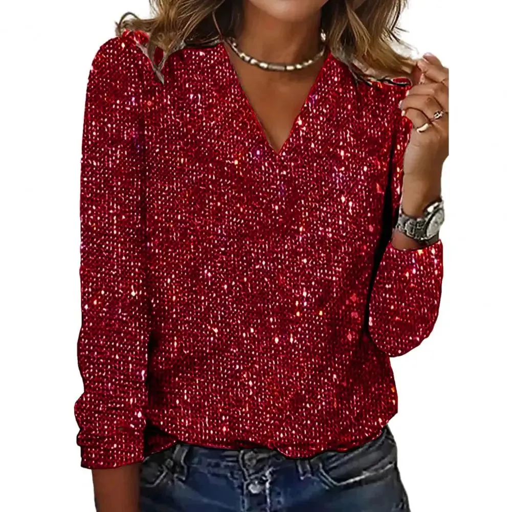 Imogen | Sparkling V-Neck Sequin Top