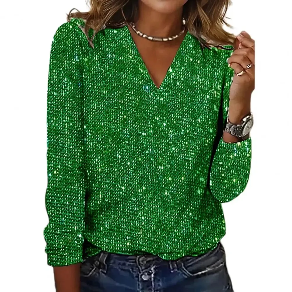 Imogen | Sparkling V-Neck Sequin Top