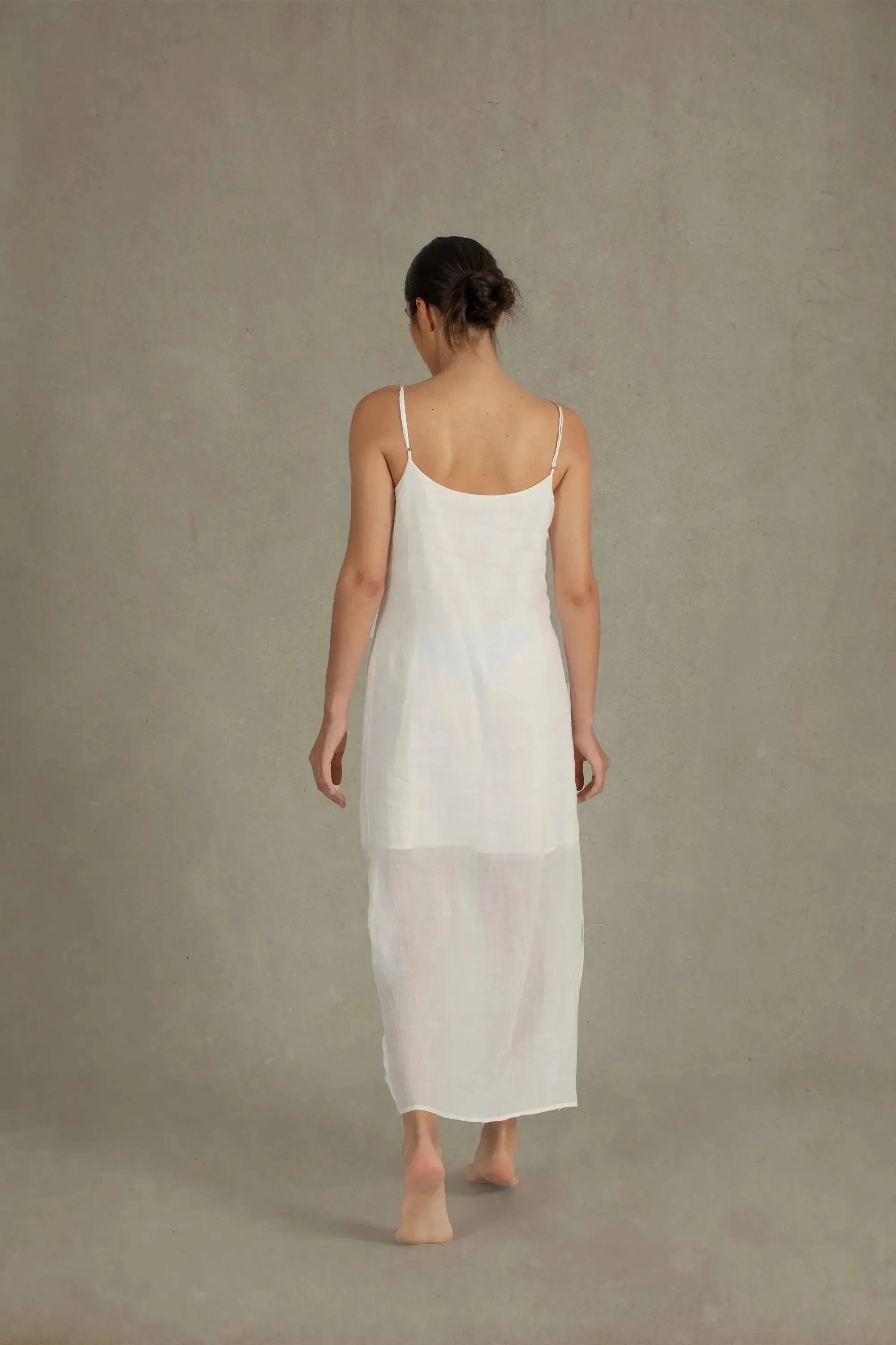 Léa Slip Dress White & Black