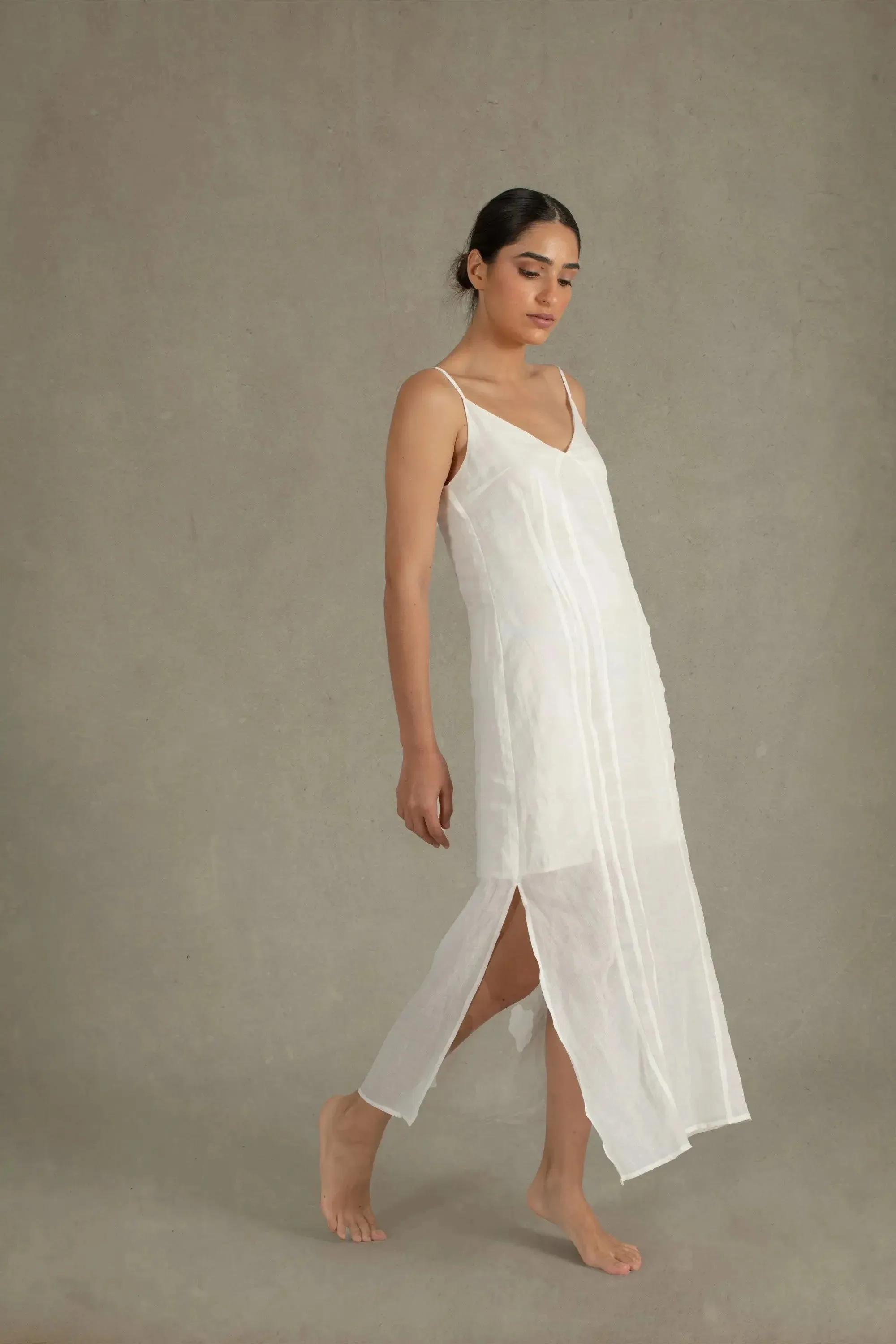 Léa Slip Dress White & Black