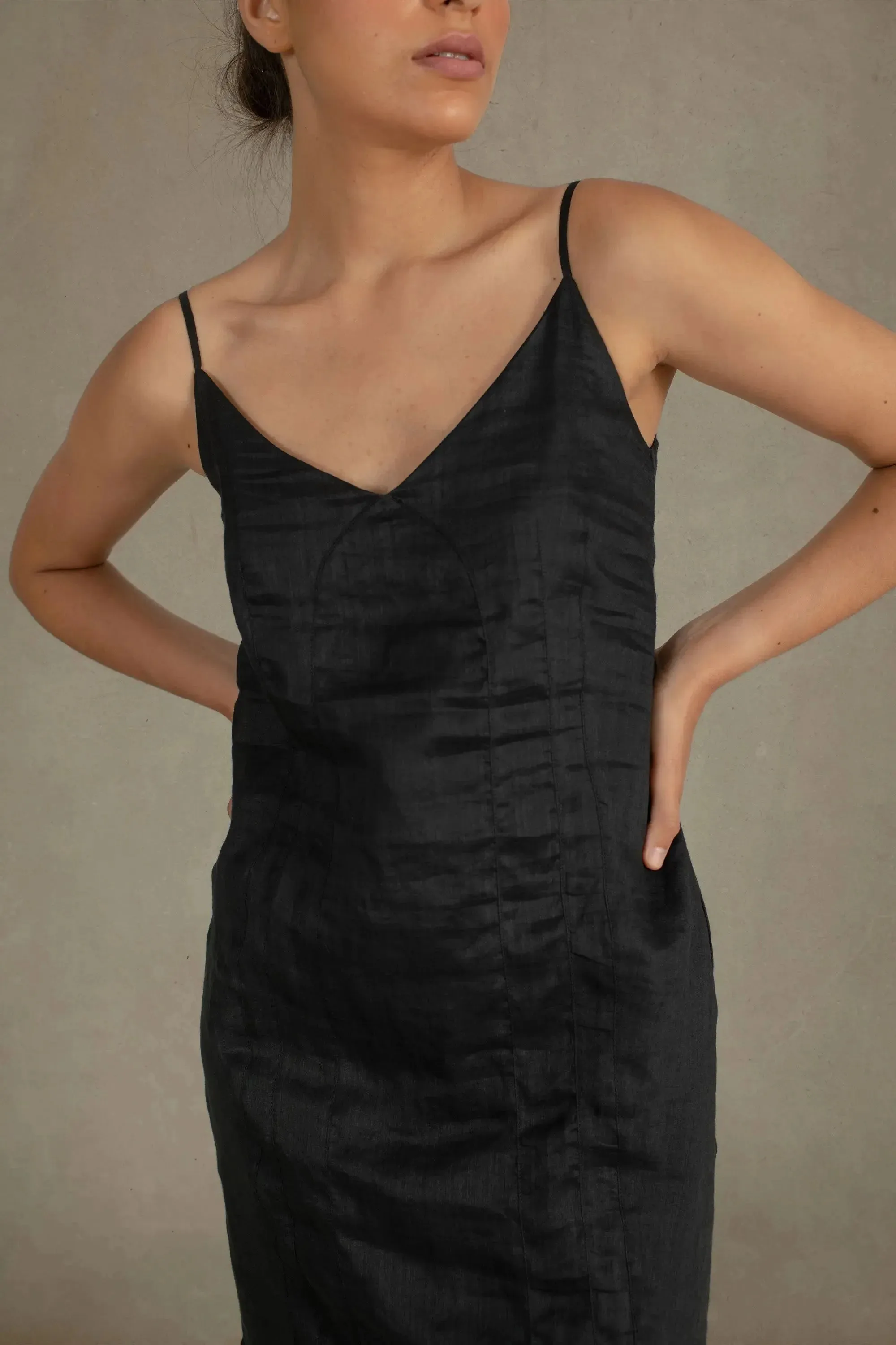 Léa Slip Dress White & Black