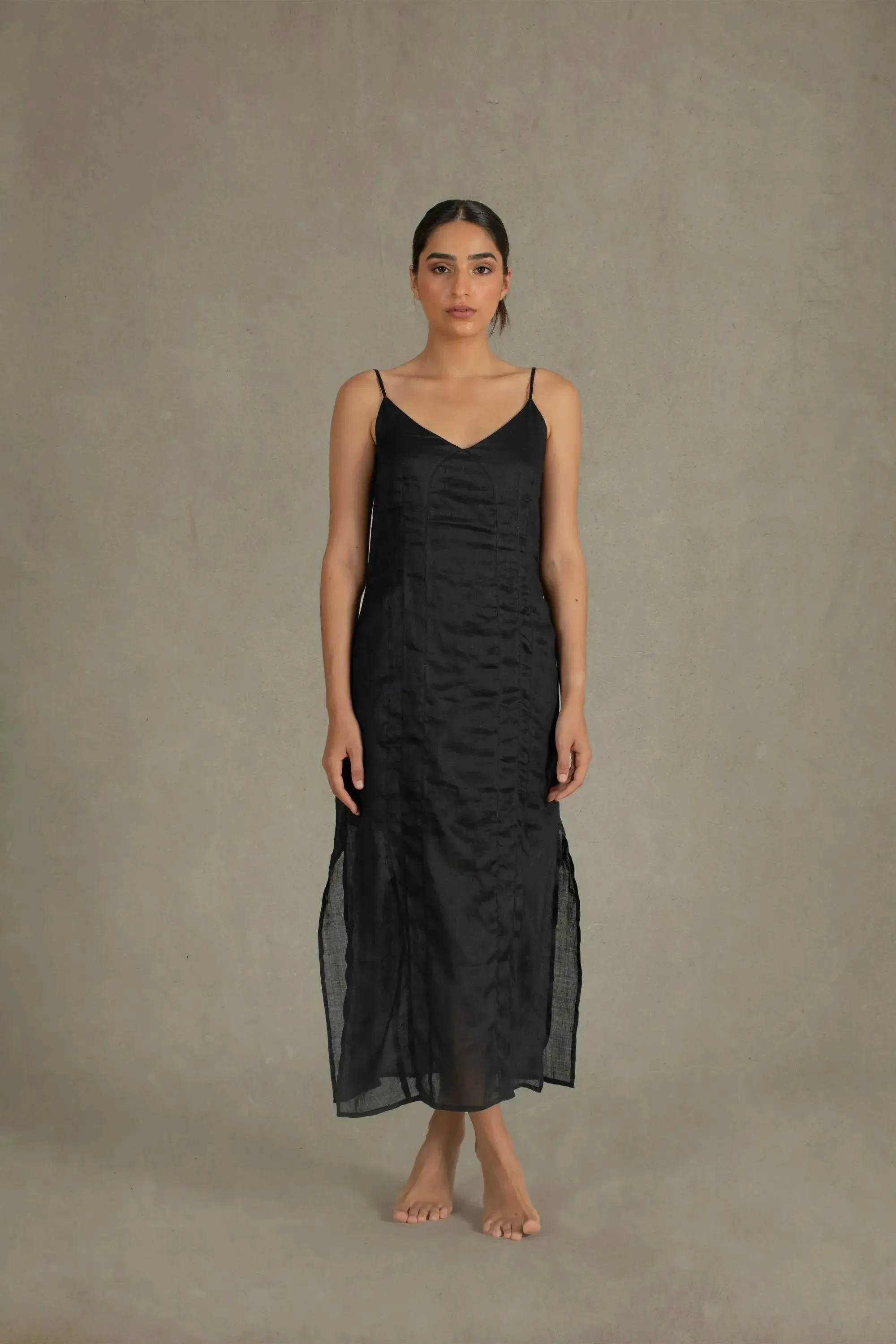 Léa Slip Dress White & Black