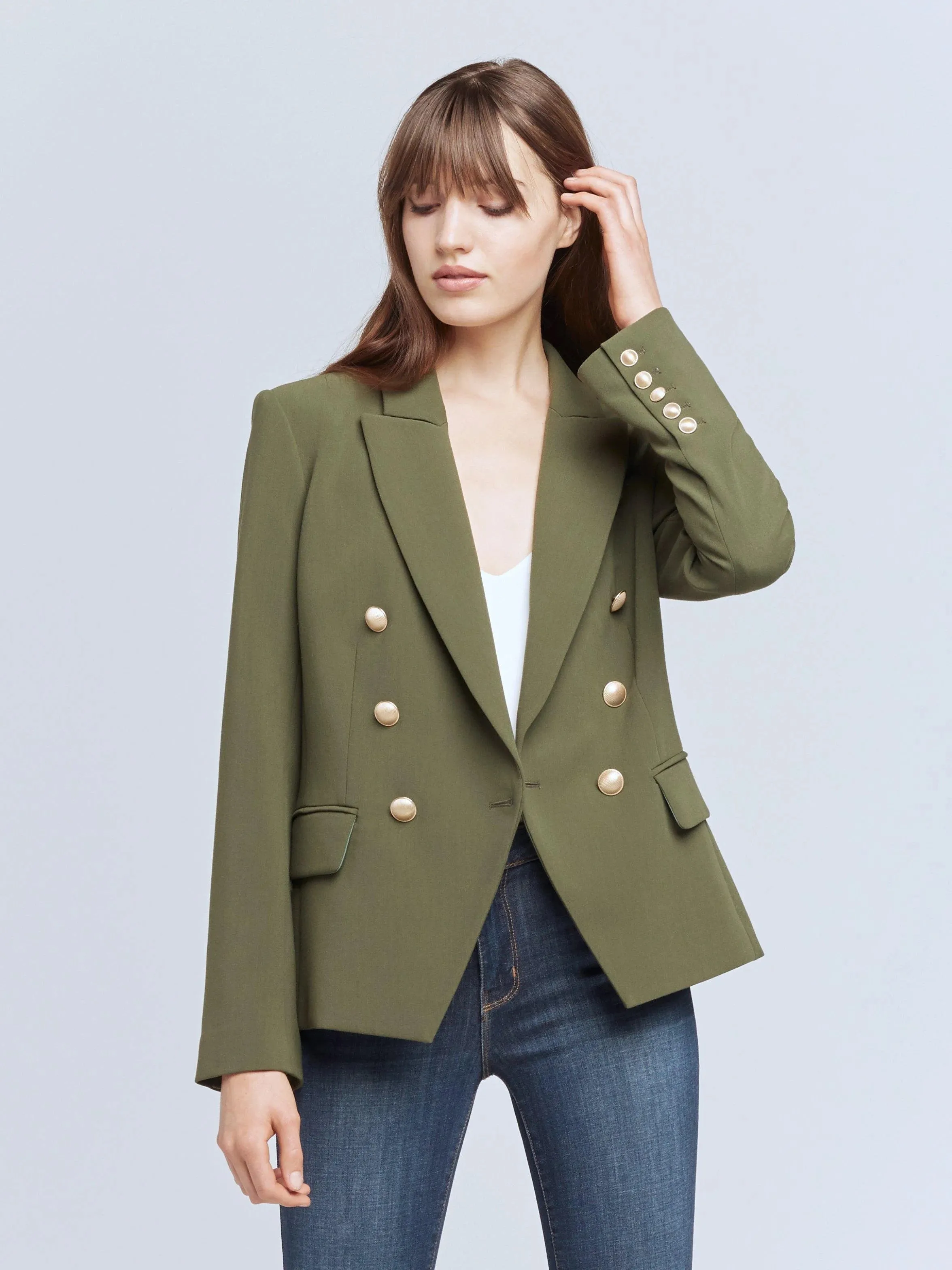 L'AGENCE KENZIE GOLD BUTTON BLAZER
