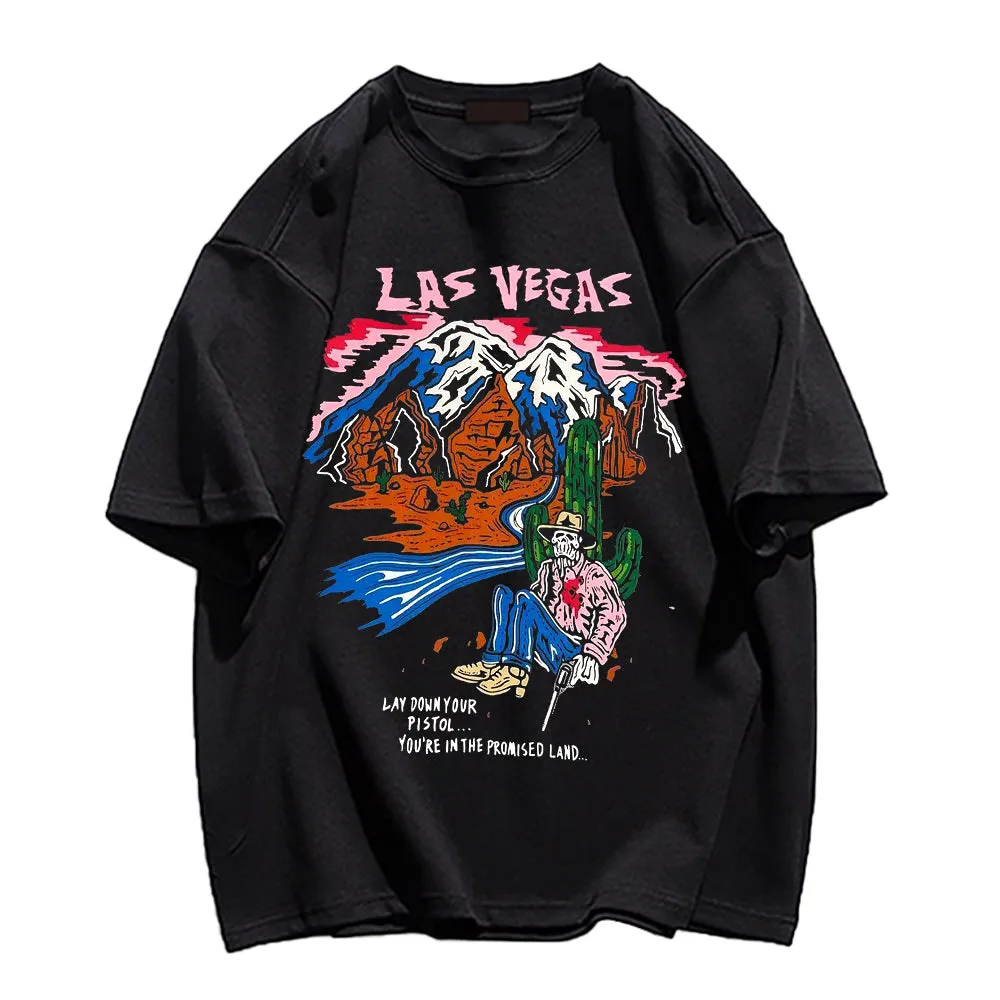 Las Vegas Shooter Skull Round Neck T-shirt