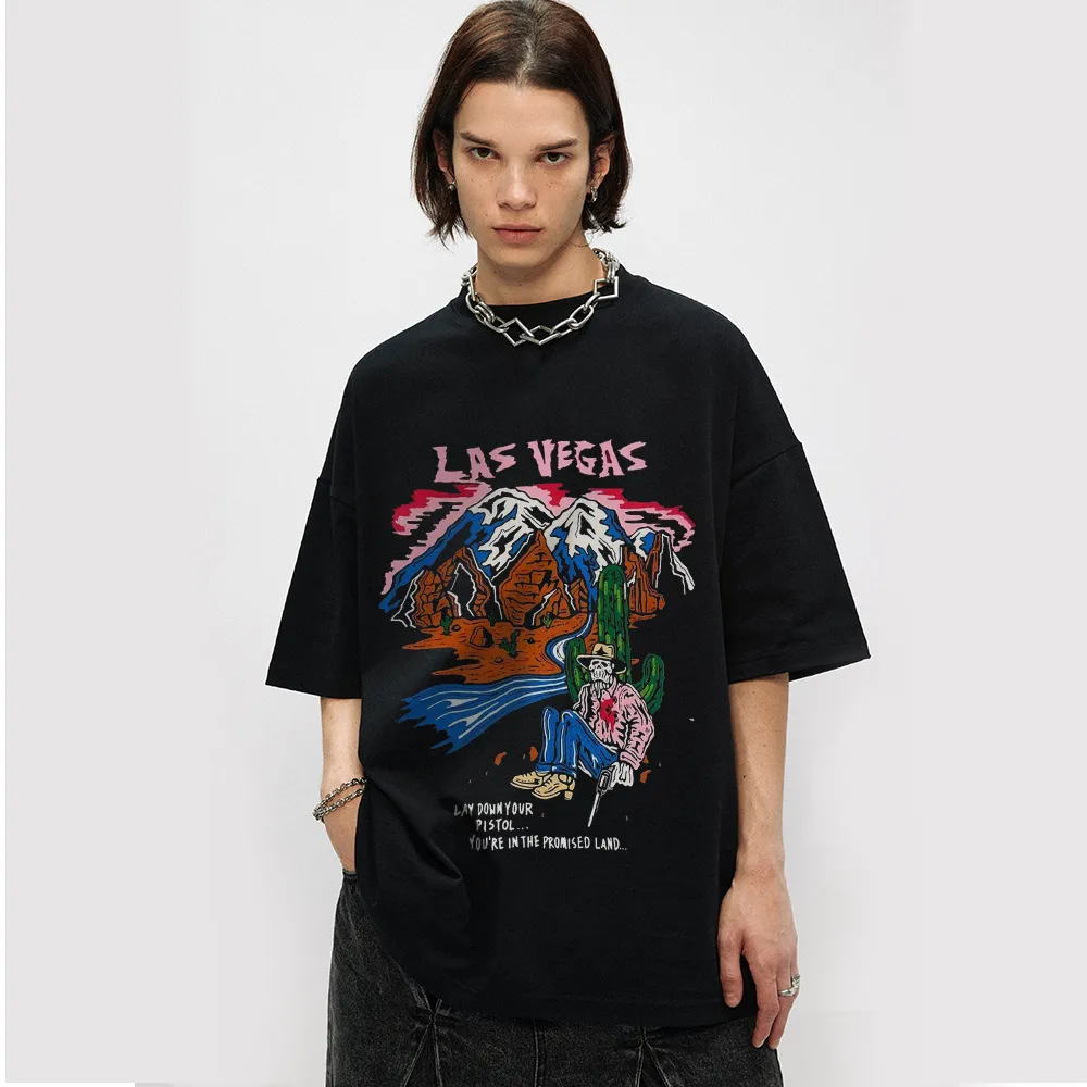 Las Vegas Shooter Skull Round Neck T-shirt