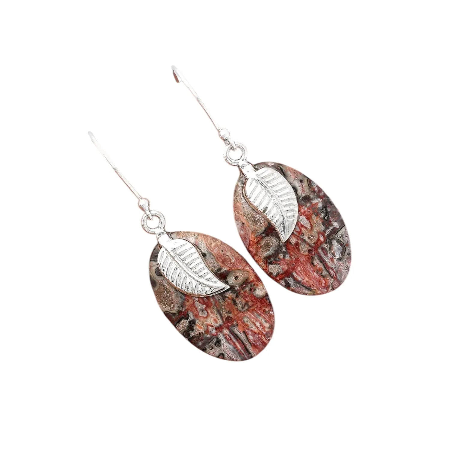 Leopardskin Jasper Solid 925 Sterling Silver Earrings