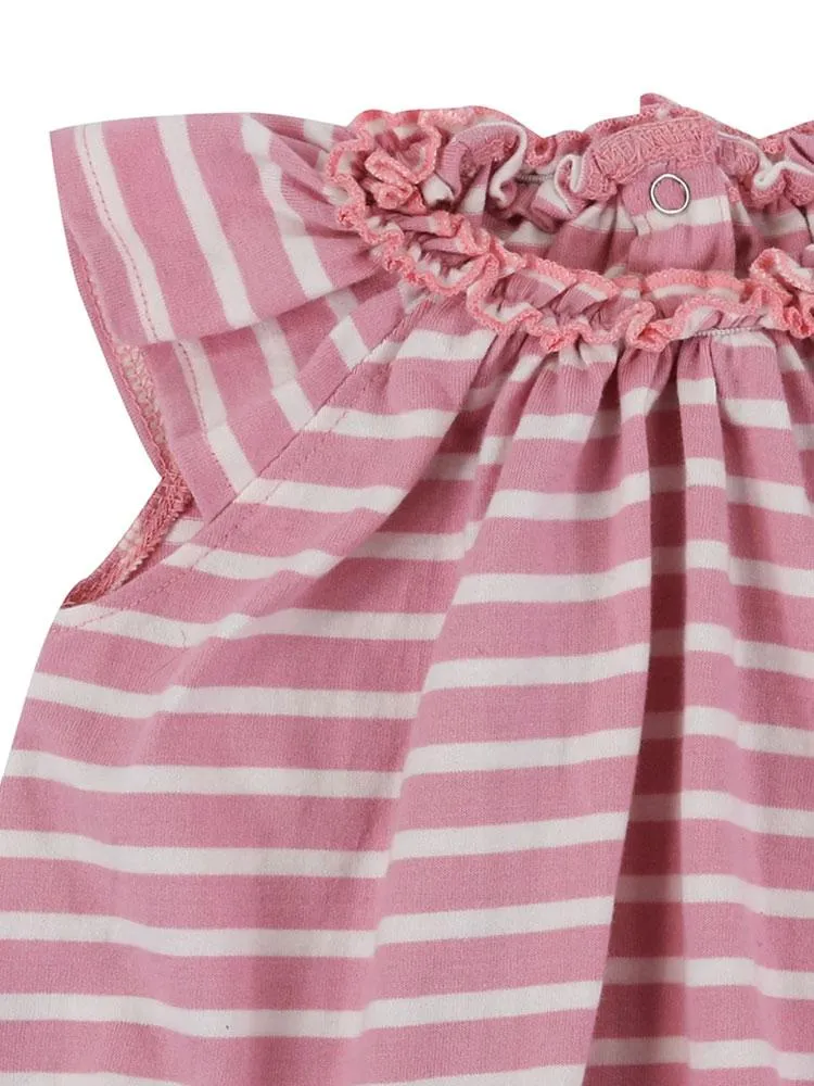 Lilly & Sid Organic - Pink & White Striped Baby Girl Dress - 0-3 & 6-12 Months