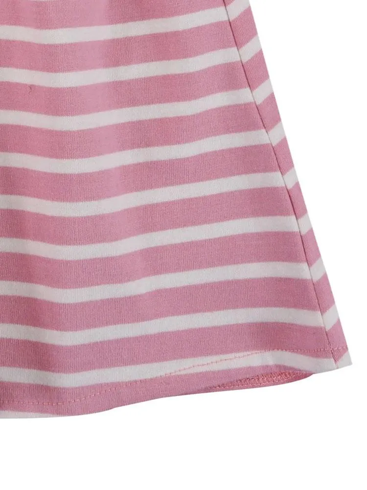 Lilly & Sid Organic - Pink & White Striped Baby Girl Dress - 0-3 & 6-12 Months