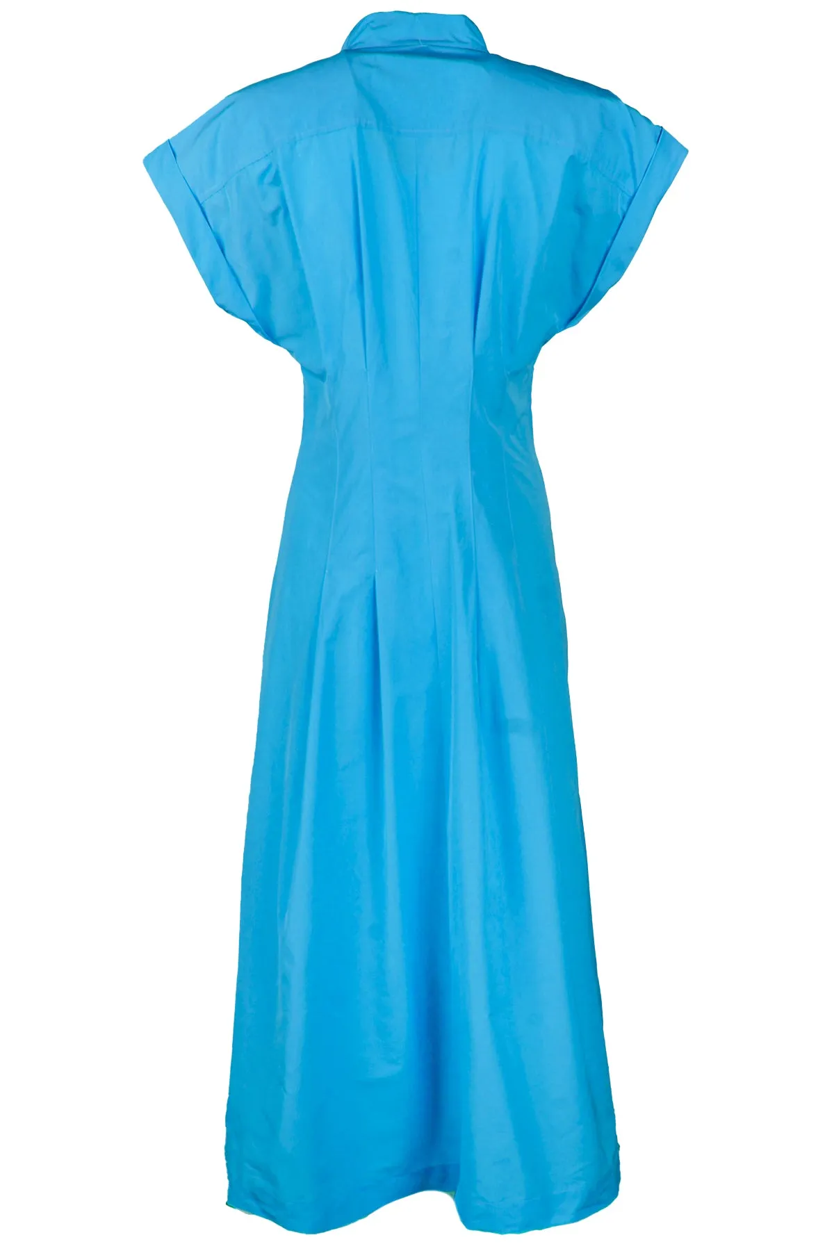 Long Rocky Shirt Dress Turquoise Blue Techy Taffeta