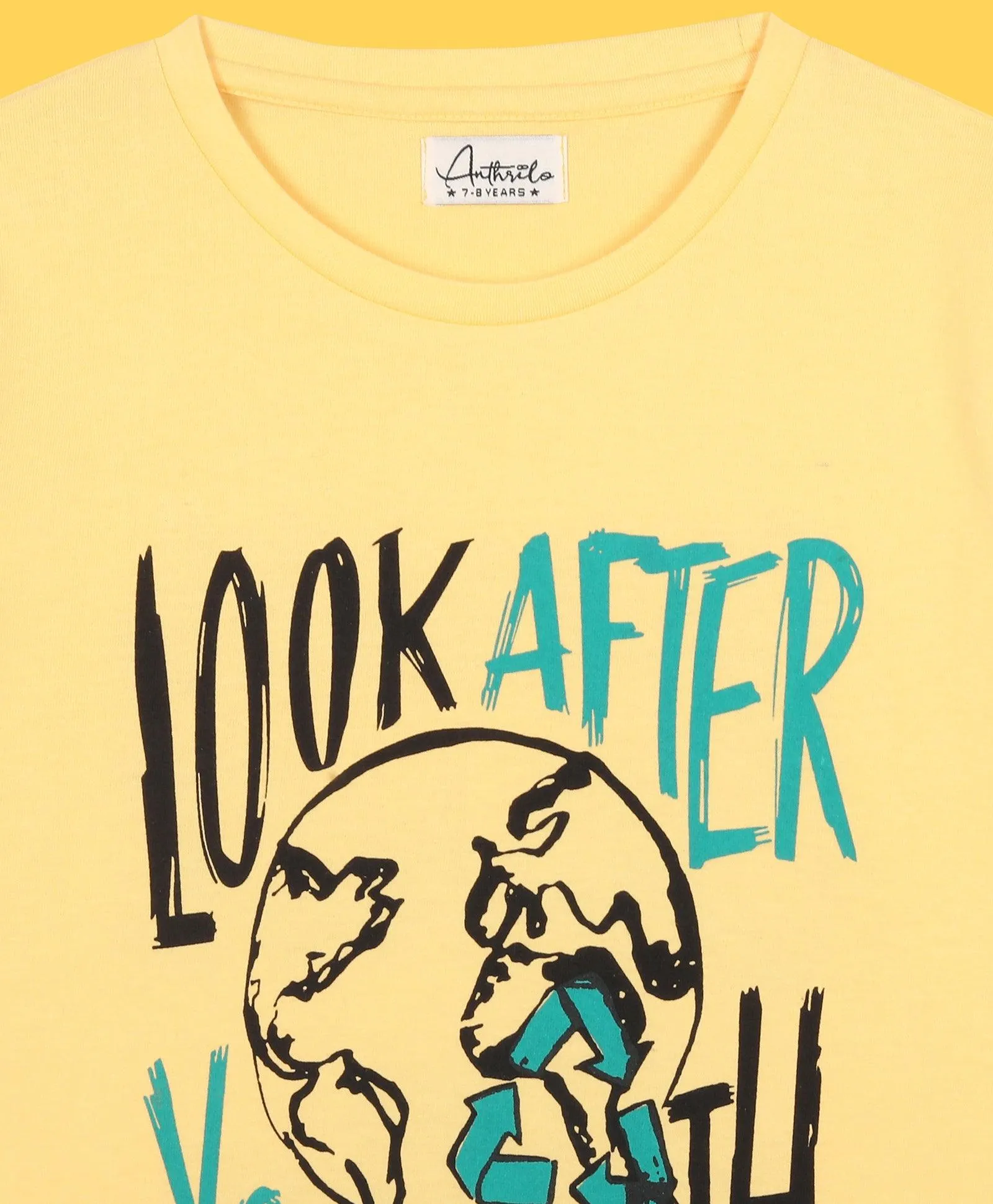 LOOK AFTER EARTH YELLOW BOYS T-SHIRT - YELLOW