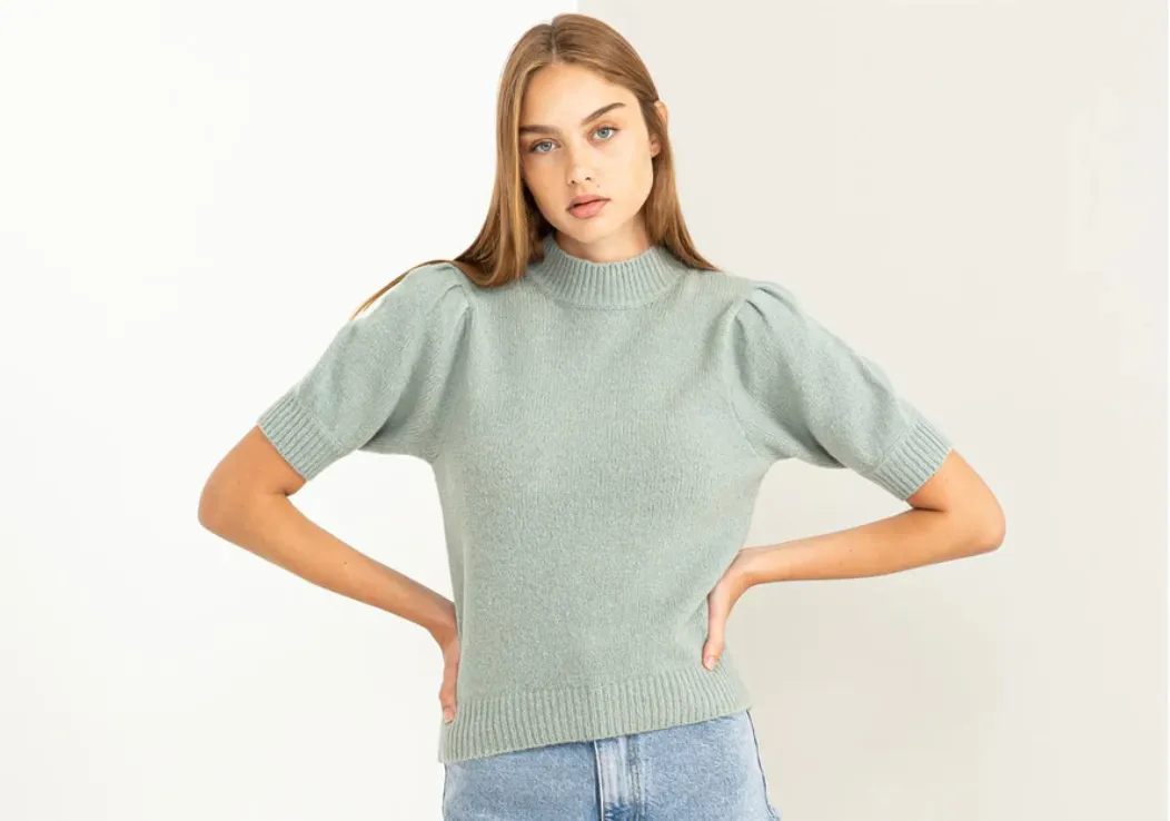 Lovely Embrace Puff Sleeve Sweater Top