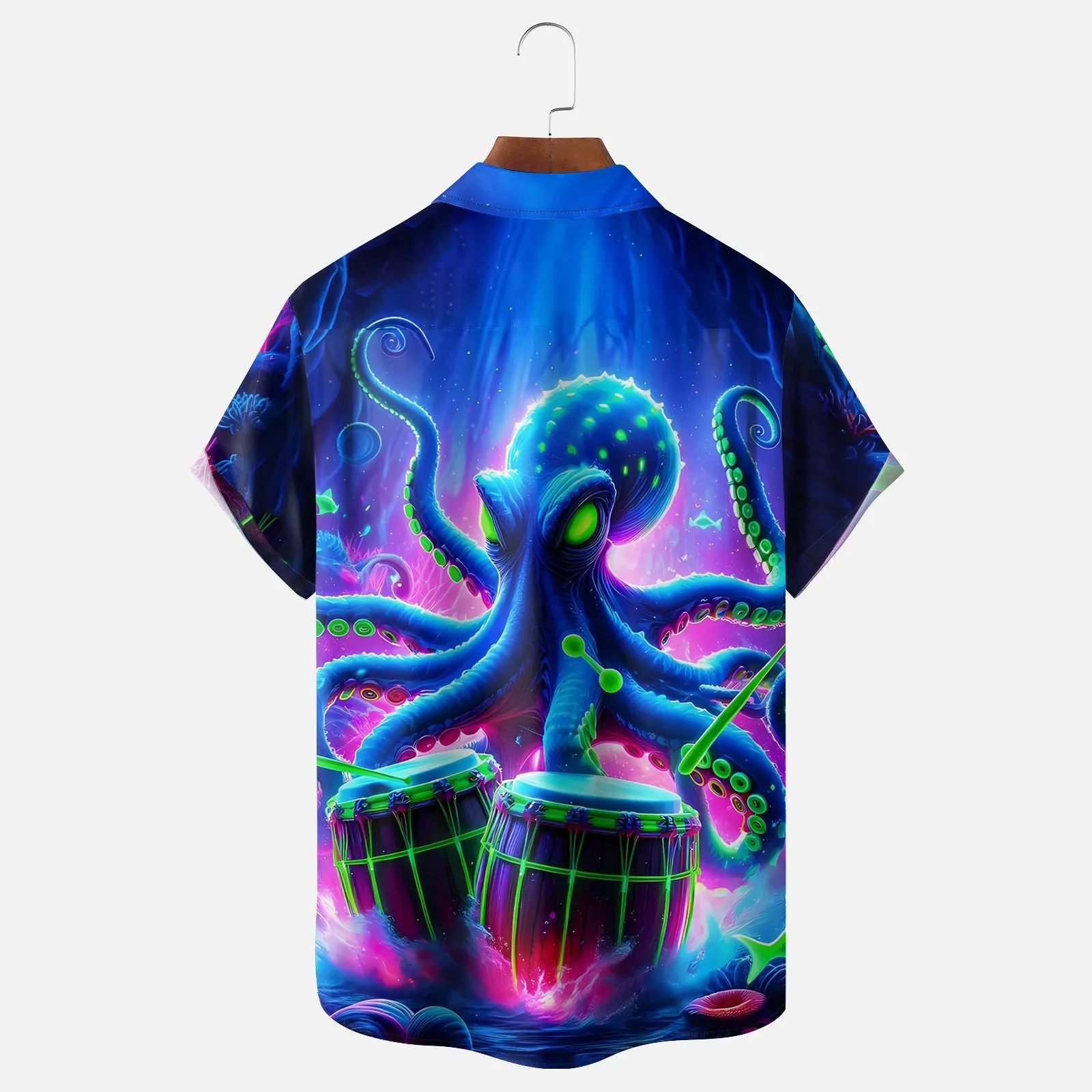 Marine Life Octopus Music Chest Pocket Hawaiian Shirt