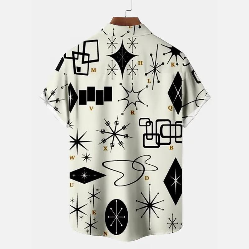 Men's Leisure Geometric Print Short-Sleeved Shirt
