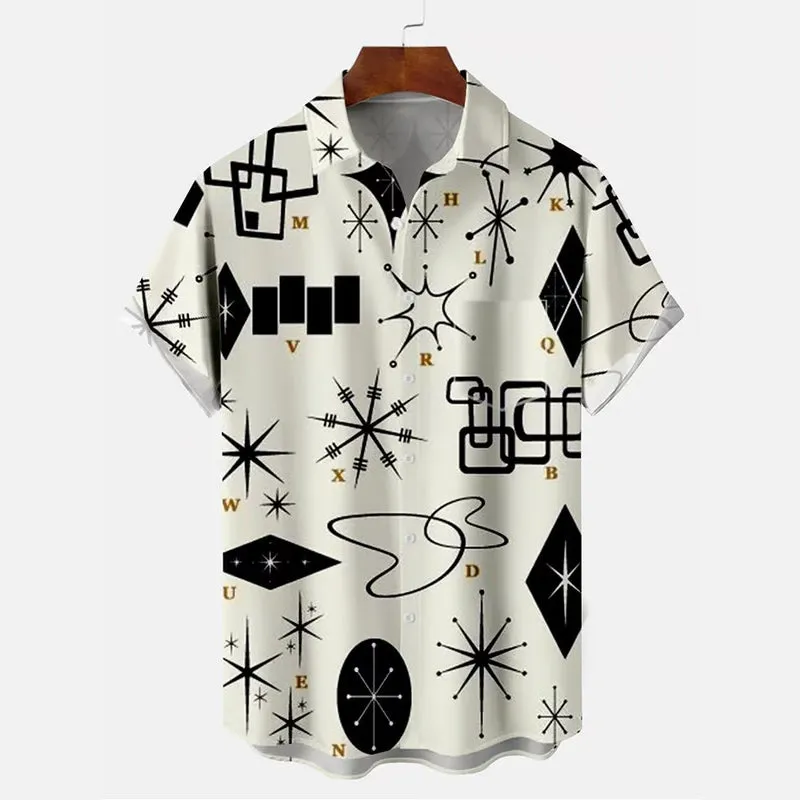 Men's Leisure Geometric Print Short-Sleeved Shirt