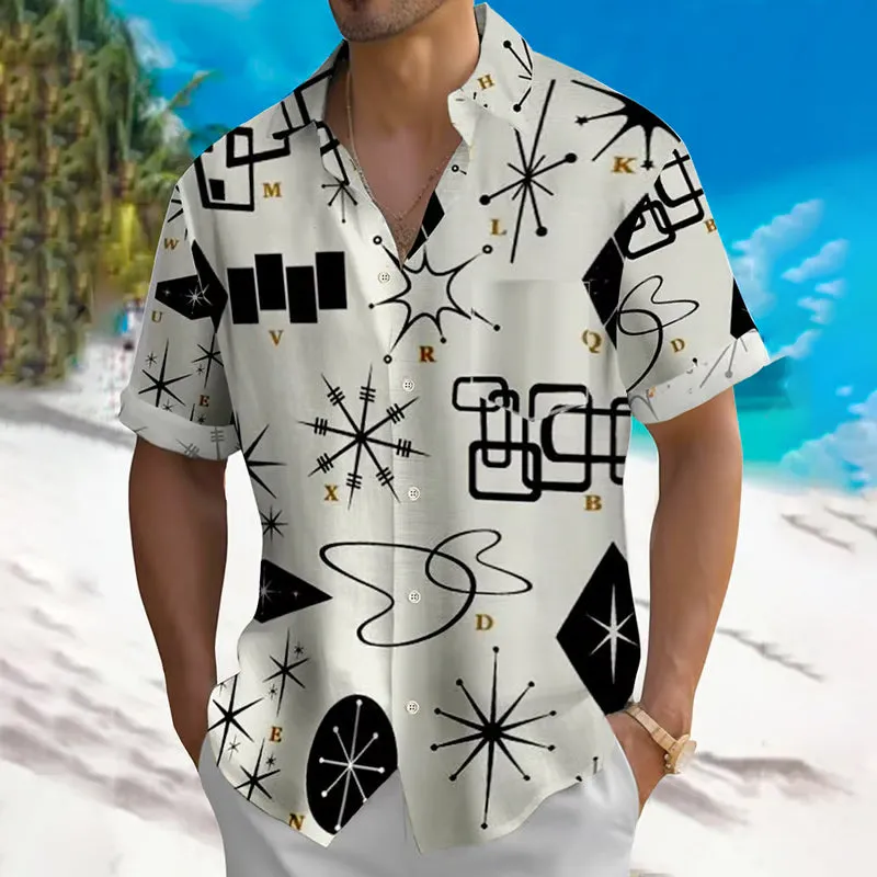Men's Leisure Geometric Print Short-Sleeved Shirt