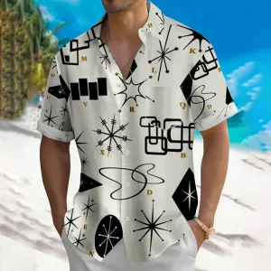 Men's Leisure Geometric Print Short-Sleeved Shirt