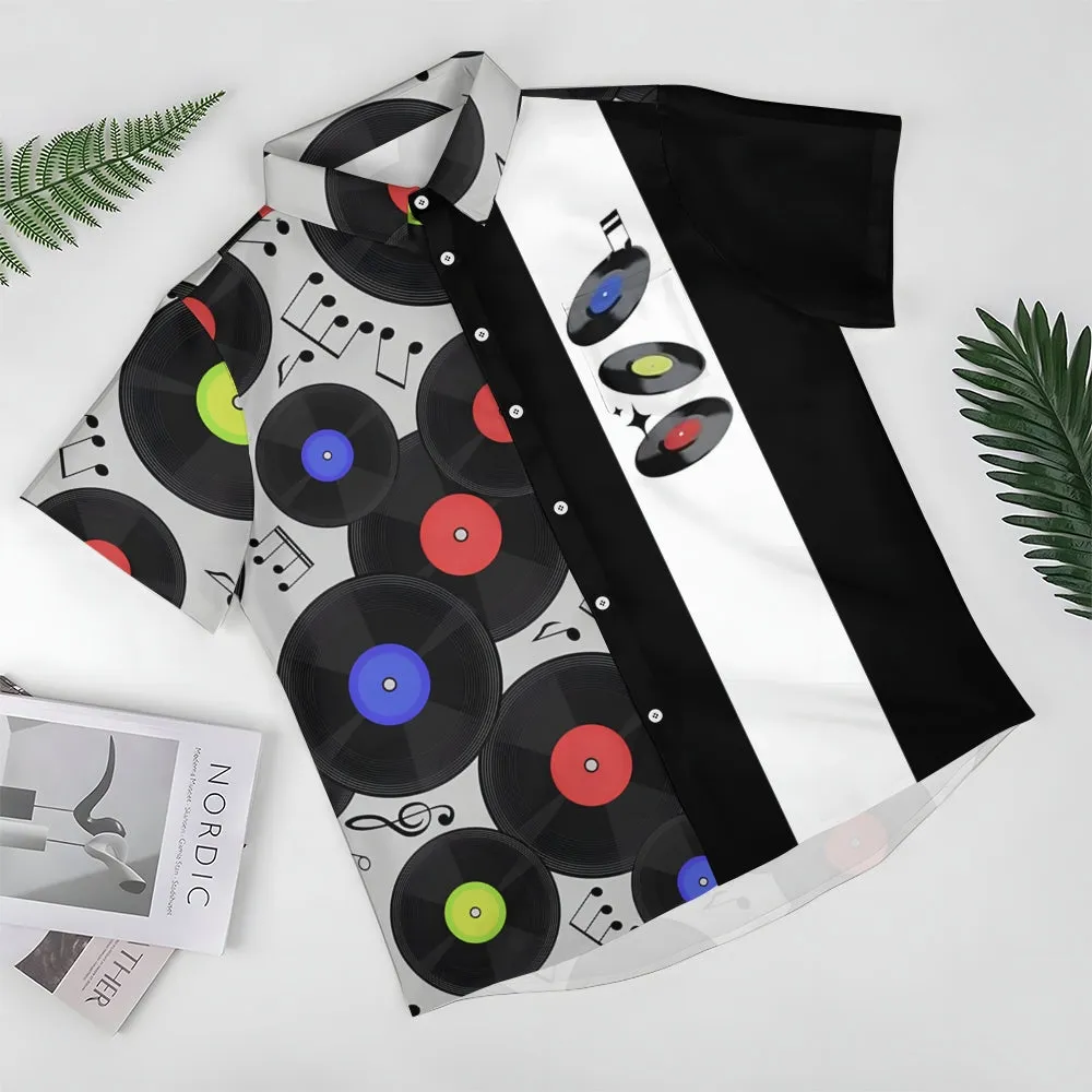 Men's Music Festival Print Short Sleeve Shirt 2408001581