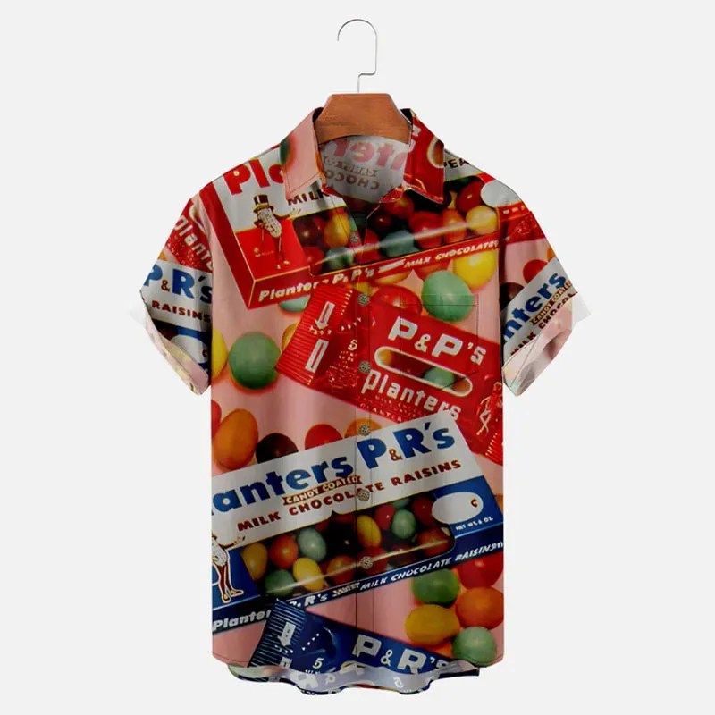 Men's Vintage Chocolate Covered Raisins Candy Short Sleeve Shirt