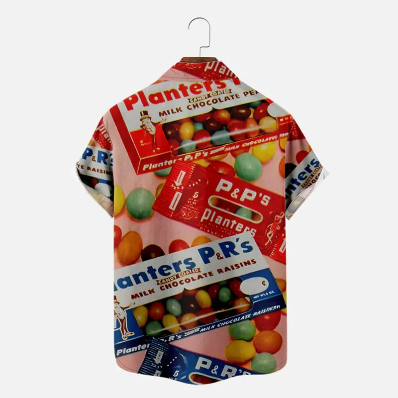 Men's Vintage Chocolate Covered Raisins Candy Short Sleeve Shirt