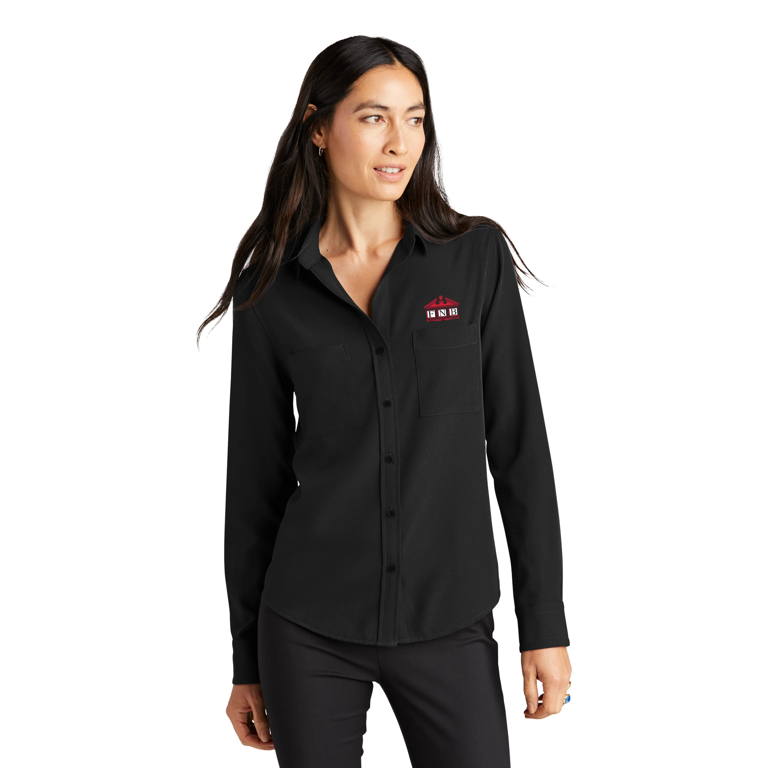 Mercer Mettle - Ladies Stretch Crepe Long Sleeve Camp Blouse. MM2013.
